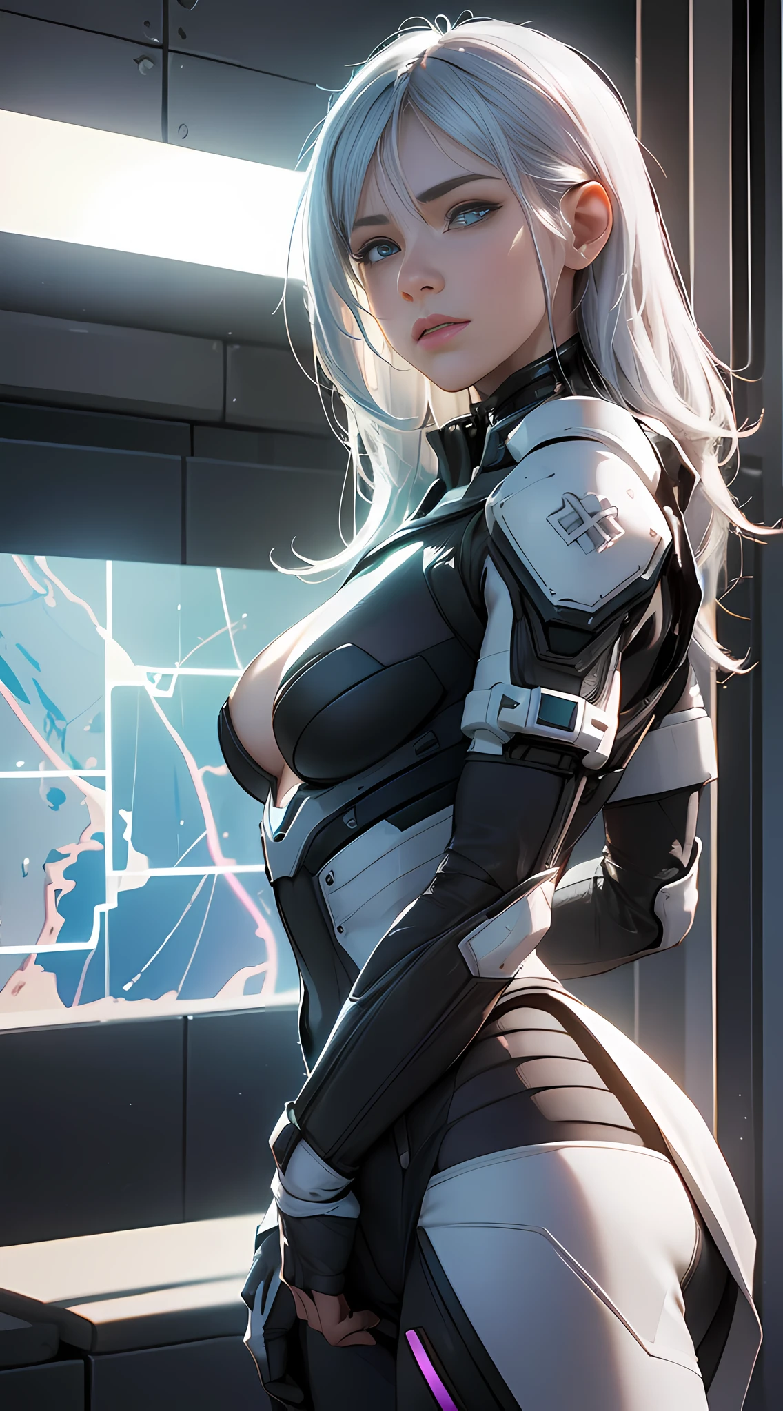 (Best Quality), ((Masterpiece), (Detail: 1.4), 3D, A Beautiful Cyberpunk Woman, HDR (High Dynamic Range), Ray Tracing, NVIDIA RTX, Super-Resolution, Unreal 5, Subsurface Scattering, PBR Textures, Post-Processing, Anisotropic Filtering, Depth of Field, Maximum Sharpness and Clarity, Multi-layer Textures, Albedo and Highlight Maps, Surface Shading, Accurate simulation of light-material interactions, perfect proportions, Octane Render, two-color light, large aperture, low ISO, white balance, rule of thirds, 8K RAW, diverse pose