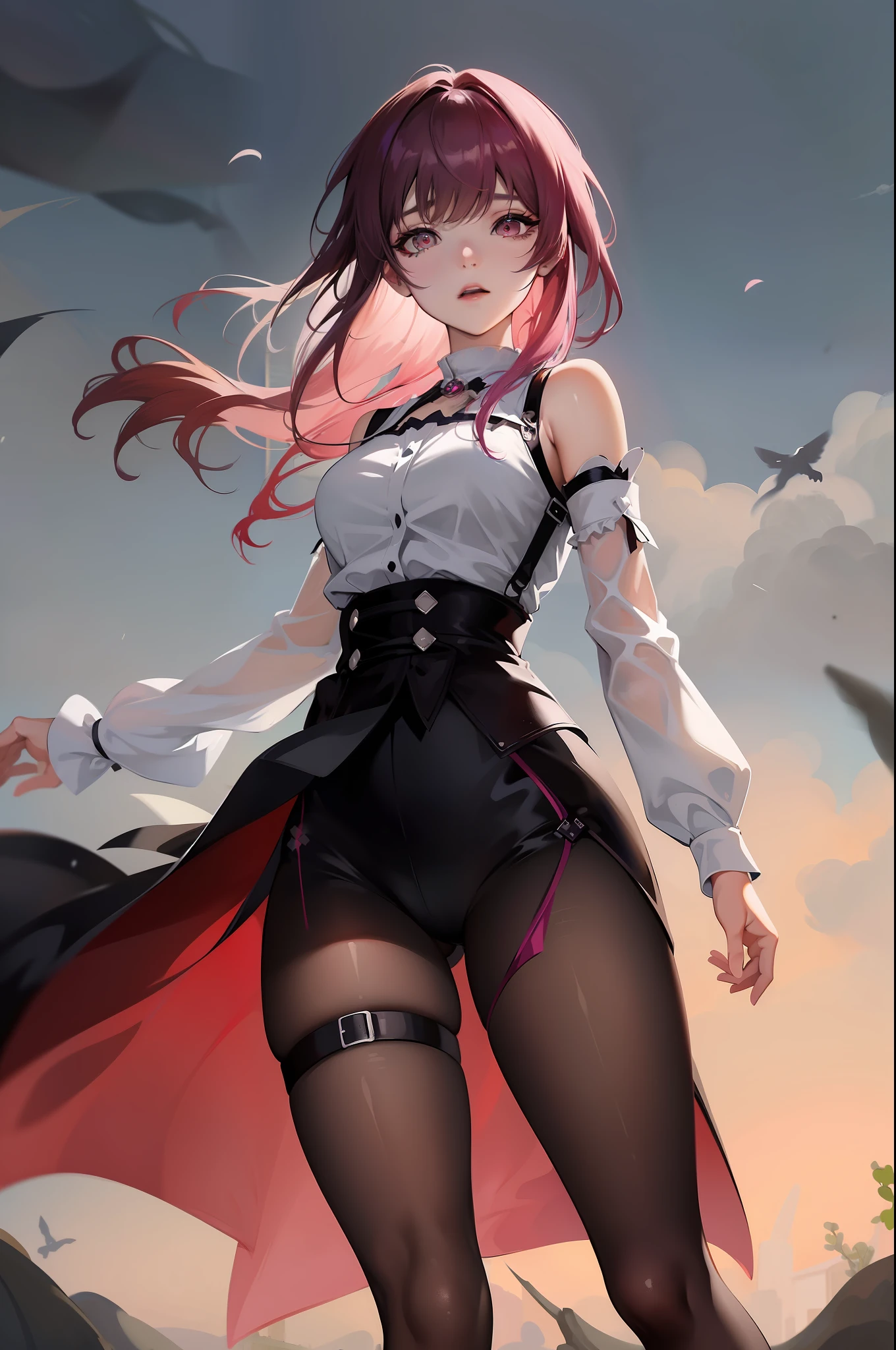 anime girl with long hair and a white shirt and black shorts, beautiful alluring anime woman, gothic maiden anime girl, ayaka genshin impact, beautiful anime girl, seductive anime girl, guweiz on pixiv artstation, anime art wallpaper 8 k, female action anime girl, guweiz, 4k anime wallpaper, beautiful anime woman