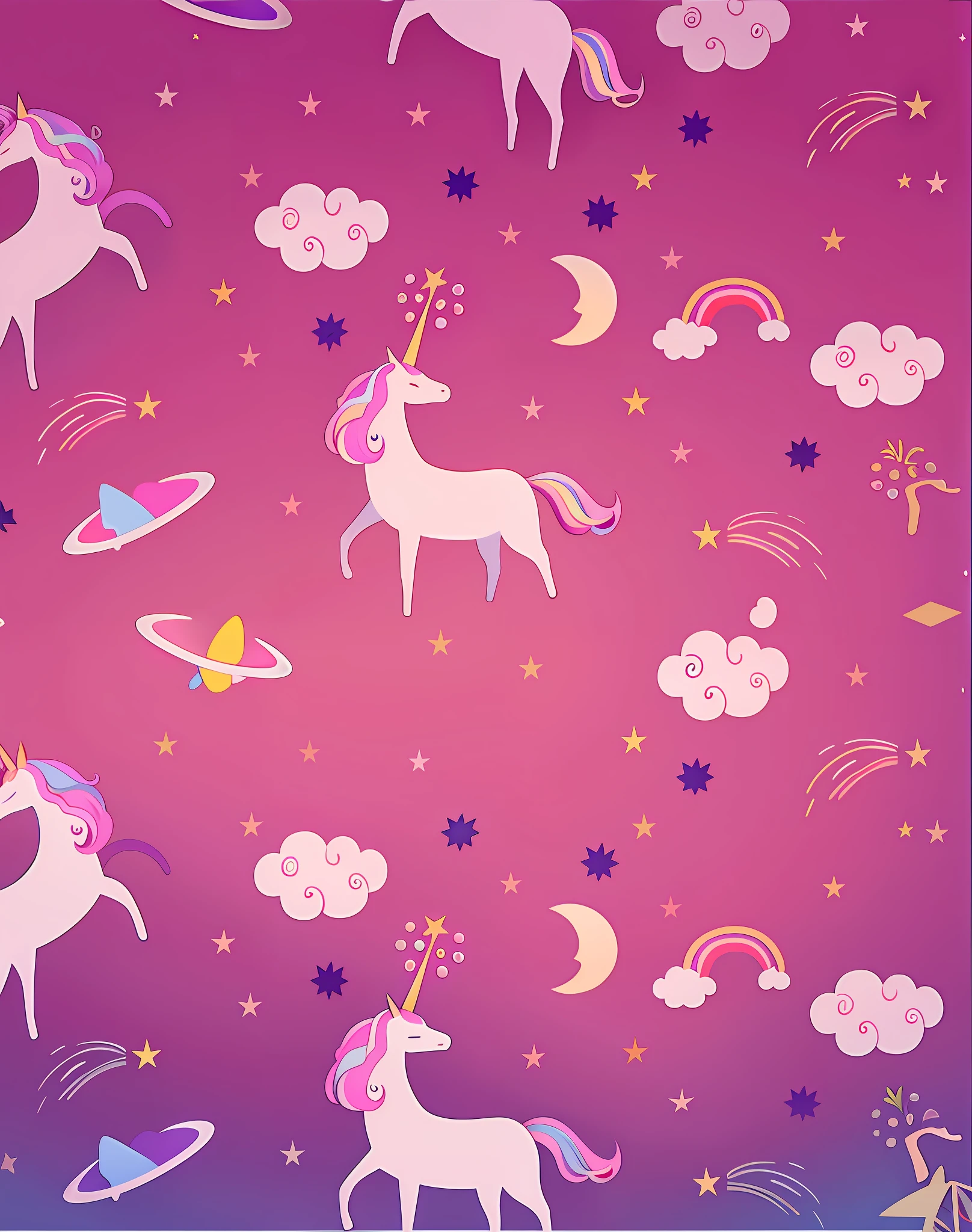 a close up of a pink background with a unicorn and rainbows, unicorns, unicorn, wallpaper background, unicorn flying in the sky, magical background, repeating fabric pattern, magical fairy background, riding a unicorn, a unicorn, astral background, magical mood, 3840x2160, 3840 x 2160, universal background --auto --s2