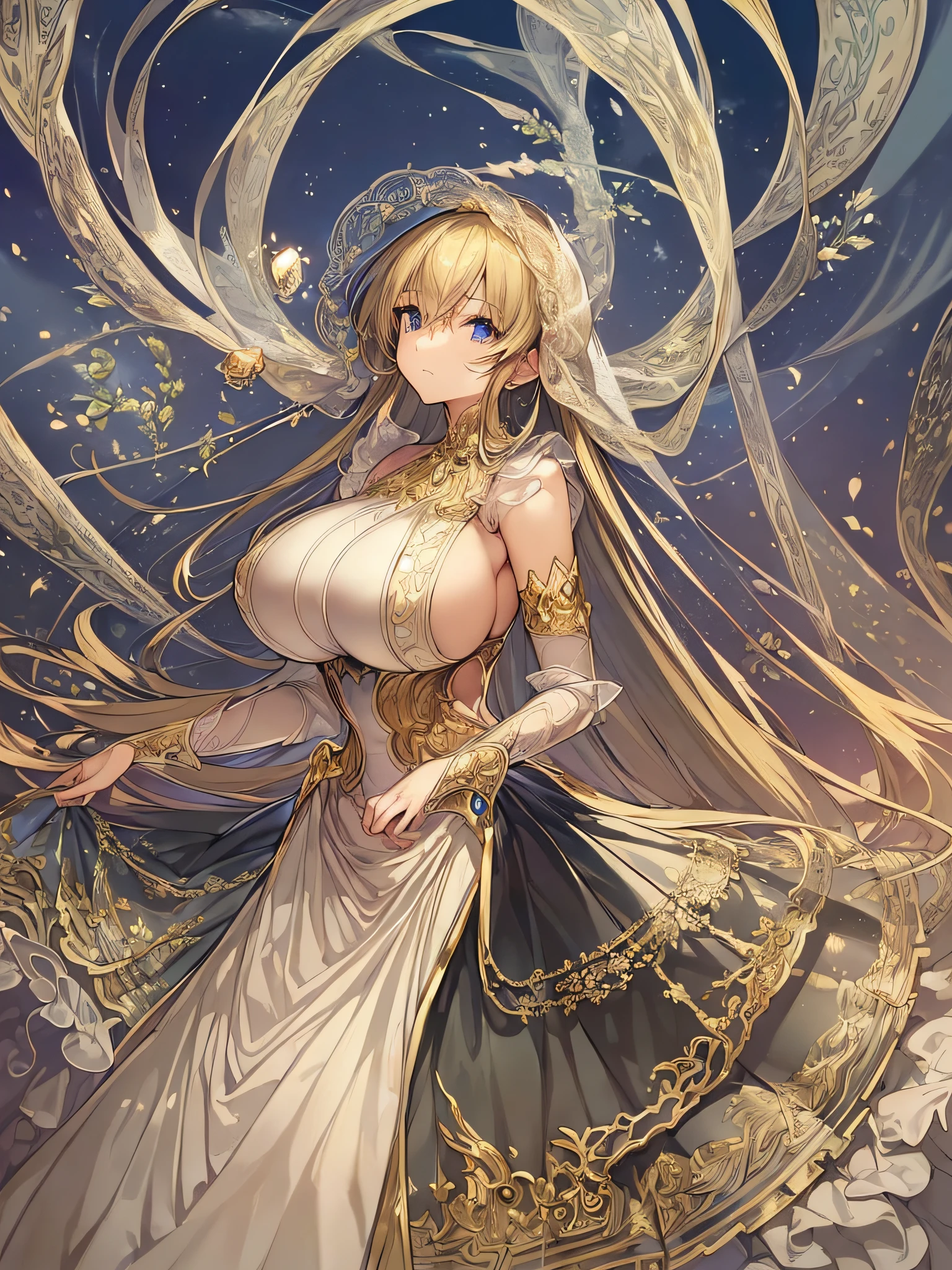 ((anime moe artstyle)),((Masterpiece)), (Best Quality), (Super Detail),Illustration,(((Very Delicate and Beautiful))),Dynamic Angle,Looking at viewer,((((Solo)))),((Full body)),((1 princess in gorgeous ball gown)),((full length hoop skirt)),(Very Long Hair),(((gigantic breasts,Huge breasts,Bulging breasts,Long breasts)))