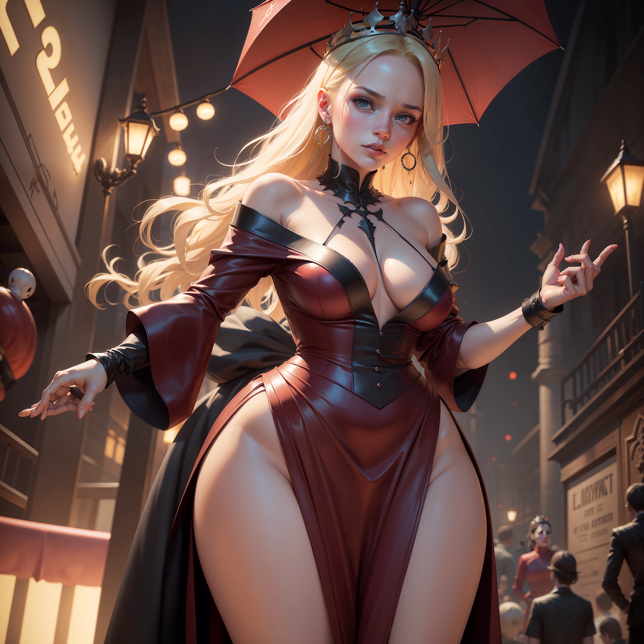 uma mulher sensual, estilo série The Wicther, um castelo medieval, luar, ((Selfie:1.1)), (raw:1.1) photo of (blonde Maj1j3j01-1200:0.99), a woman as a model, modelshoot style, (extremely detailed CG unity 8k wallpaper), photo of the most beautiful artwork in the world, professional majestic oil painting by Ed Blinkey, Atey Ghailan, Studio Ghibli, by Jeremy Mann, Greg Manchess, Antonio Moro, trending on ArtStation, trending on CGSociety, Intricate, High Detail, Sharp focus, dramatic, photorealistic painting art by midjourney and greg rutkowski, (at night:1.2), (dimly lit), (neon lights:1.2), (carnival:1.1), (makeup:1.1), ((roller-coaster in background)), ((off the shoulder sweater:1.2)), (looking at viewer:1.3), (detailed pupils:1.3), (modern outfit:1.2), (club makeup:1.2), (close up:1.3), (earrings),  Negative prompt: canvas frame, cartoon, 3d, ((disfigured)), ((bad art)), ((deformed)),((extra limbs)),((close up)),((b&w)), blurry, (((duplicate))), ((morbid)), ((mutilated)), [out of frame], extra fingers, mutated hands, ((poorly drawn hands)), ((poorly drawn face)), (((mutation))), (((deformed))), ((ugly)), blurry, ((bad anatomy)), (((bad proportions))), ((extra limbs)), cloned face, (((disfigured))), out of frame, ugly, extra limbs, (bad anatomy), gross proportions, (malformed limbs), ((missing arms)), ((missing legs)), (((extra arms))), (((extra legs))), mutated hands, (fused fingers), (too many fingers), (((long neck))), Photoshop, video game, ugly, tiling, poorly drawn hands, poorly drawn feet, poorly drawn face, out of frame, mutation, mutated, extra limbs, extra legs, extra arms, disfigured, deformed, cross-eye, body out of frame, blurry, bad art, bad anatomy, 3d render, (((nsfw))), (tiara), (crown), (badhands), (red dress), (umbrella)
Steps: 25, ENSD: 31337, Size: 512x768, Seed: 4279217466, Model: consistentFactor_euclidV5, Steps: 25, Version: v1.2.1, Sampler: DPM++ 2M Karras, CFG scale: 6.5, Model hash: 3a05be6653, Hires steps: 18, Hires up --auto --s2