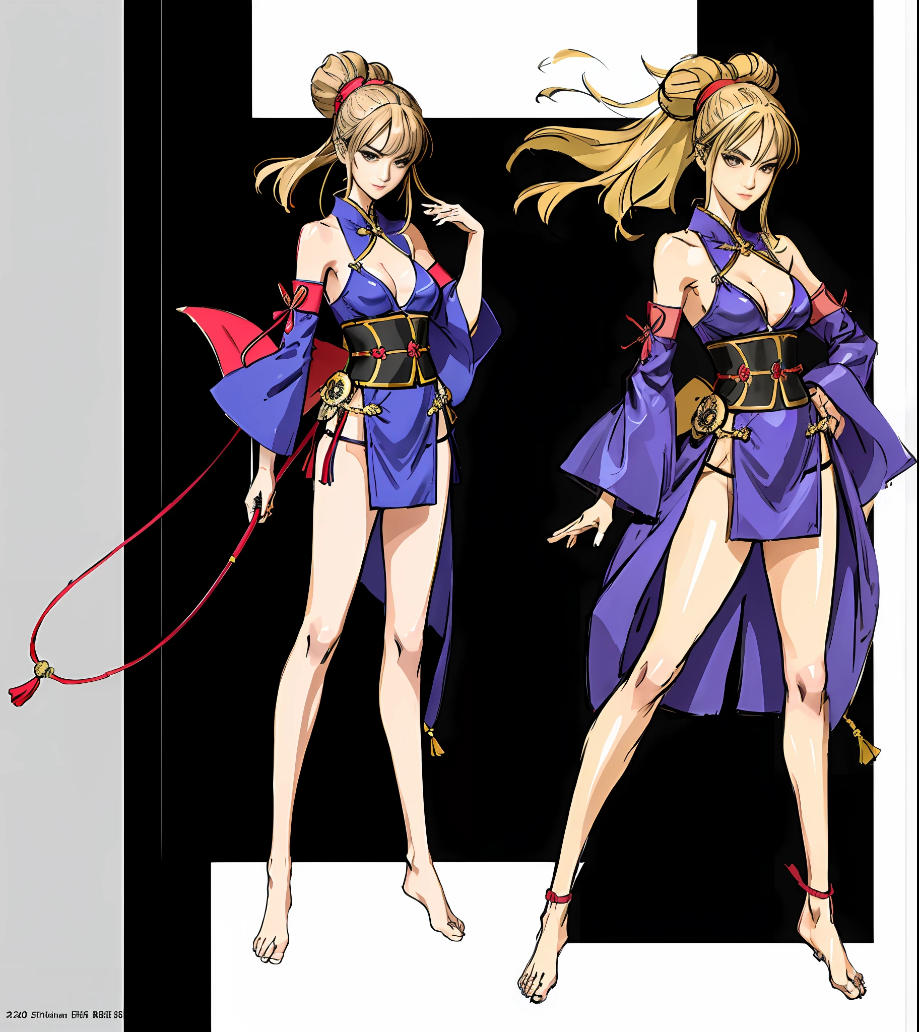 Anime drawing of a woman in hanfu and , full, slender and well-proportioned perfect body, realistic hanfu, posture study, full body, dress: bikini, girl image, girl anime style, color sketch, sketch art style, anime art, digital anime, super high resolution, realistic scale SFW, hands on her body pose! , full body pose, gesture drawing, fine sketching, full body portrait, anime painting