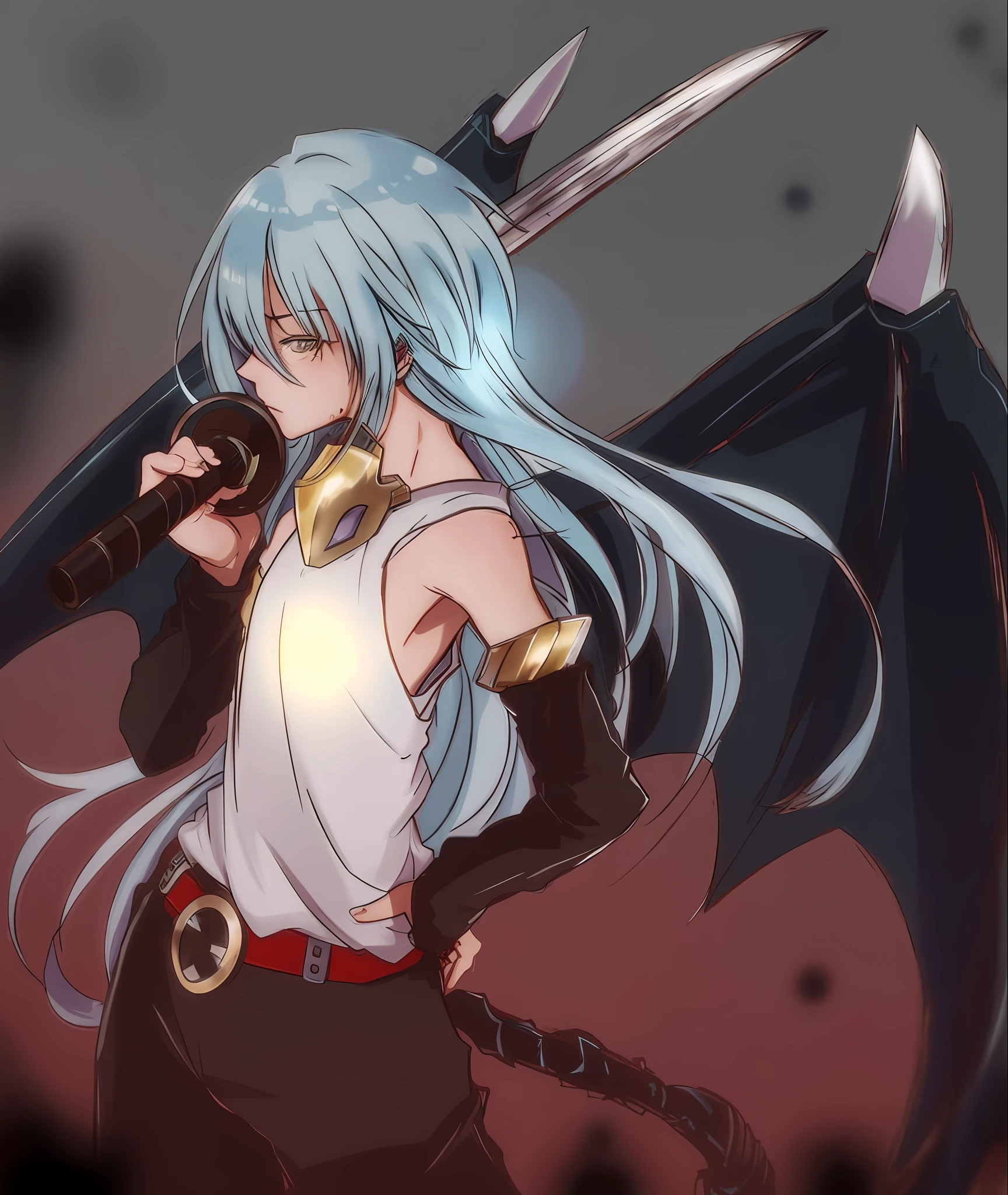 anime, a boy with blue hair and a sword in his hand, demon anime boy, reincarnated as a slime, demon, tensei shitara slime datta ken, anime monster boy, demon boy, by Shitao, true dragon boy, anime character, gapmoe yandere grimdark, knights of zodiac.(8k, realistic artwork amazing just like the anime)