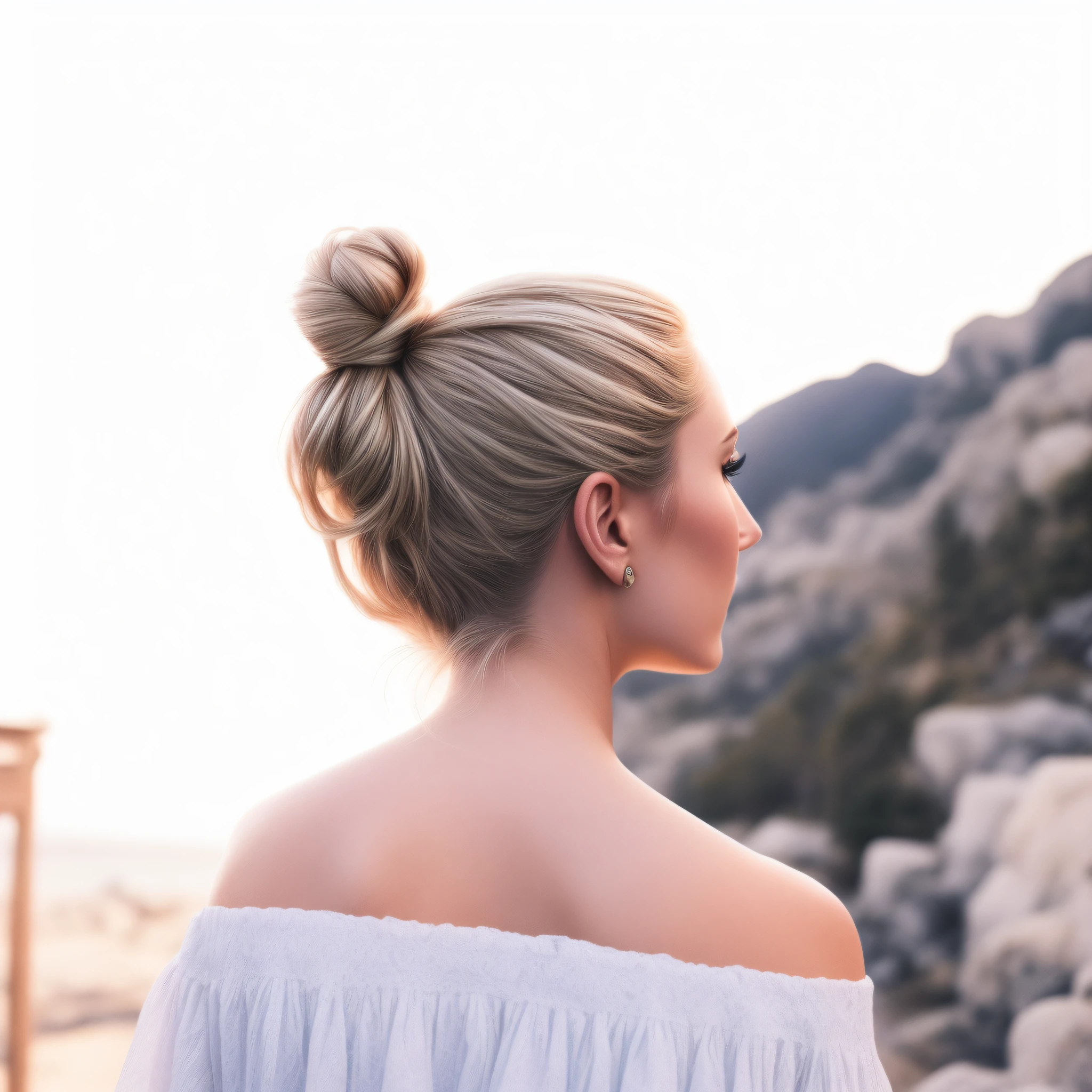 Blonde woman, back side, portrait photography, 8K