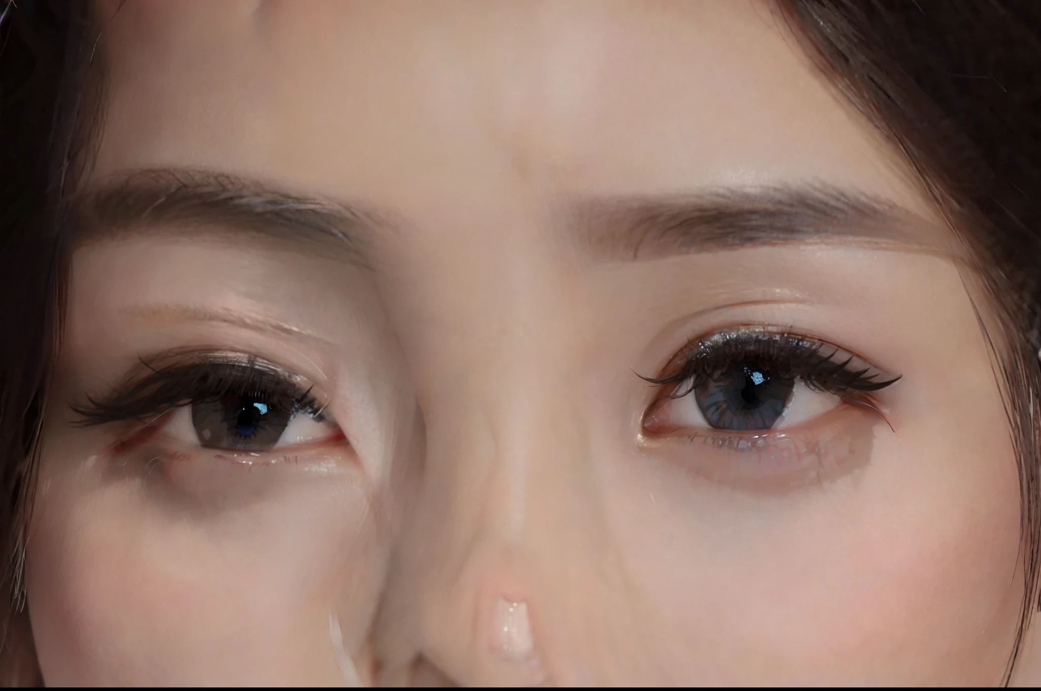 there is a woman with a red lipstick and a black shirt, realistically rendered eyes, photorealistic eyes, eyes realistic, perfect photorealistic eyes, hyperrealistic eyes, photorealistic eyes render, accurate ultra realistic faces, realistic eyes, realistic human eyes, hyper realistic eyes, eyes). full body realistic, photorealistic facial features, ultra realistic facial details