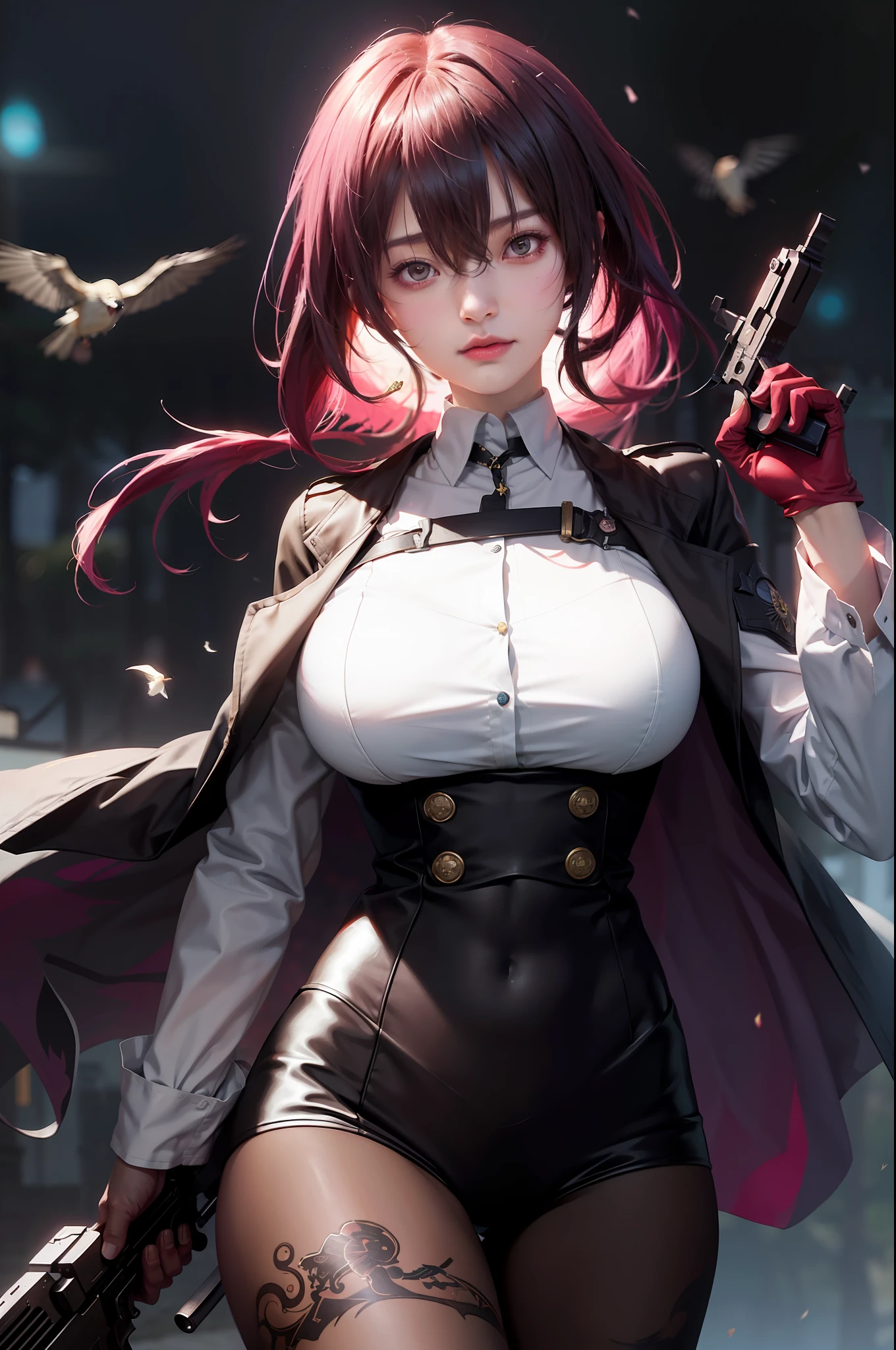 anime girl with a gun and a bird in the background, badass anime 8 k, best anime 4k konachan wallpaper, guweiz, guweiz on pixiv artstation, guweiz on artstation pixiv, artwork in the style of guweiz, ayaka genshin impact, cushart krenz key art feminine