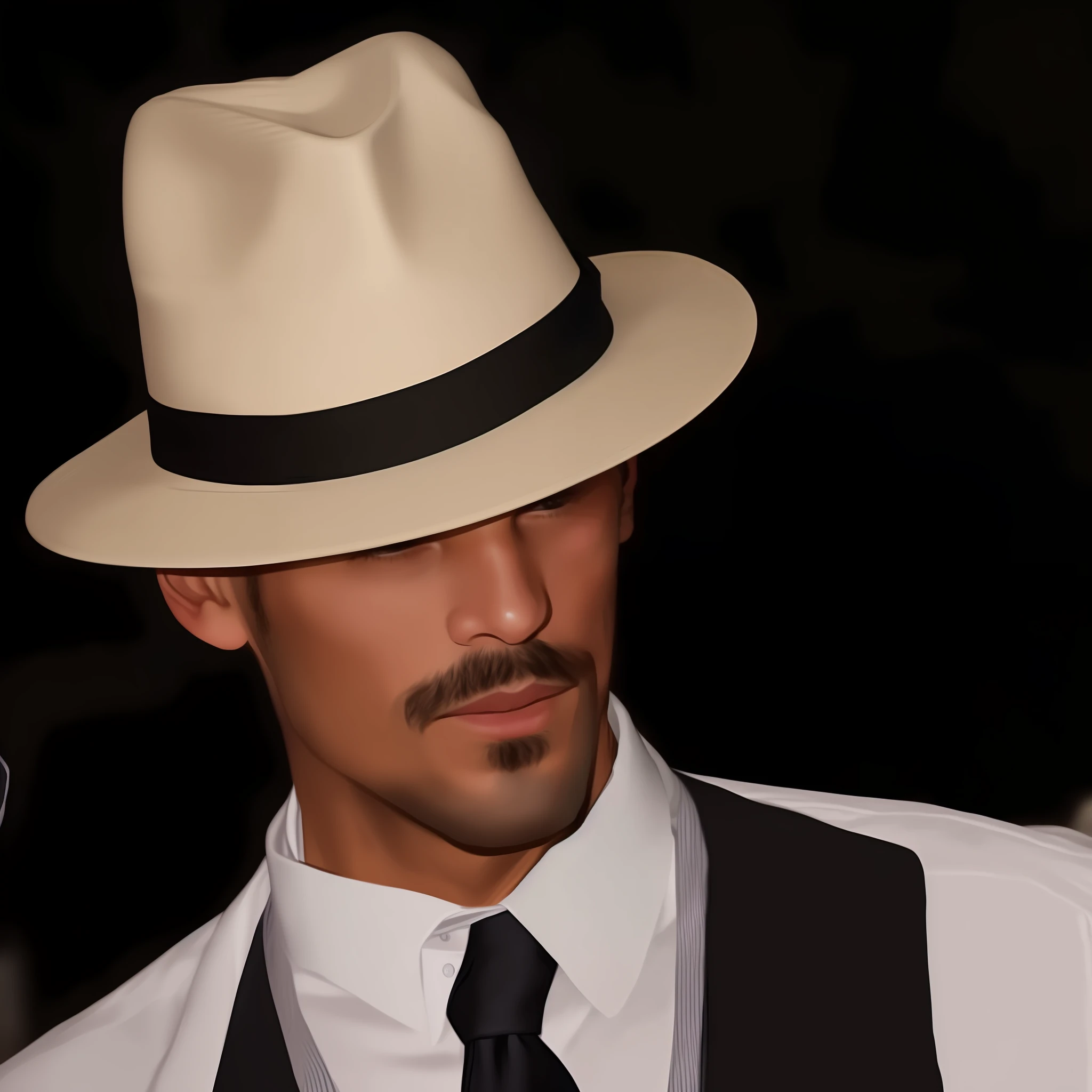 there is a man wearing a hat and vest and tie, a suited man in a hat, tipping his fedora, taken in the early 2020s, white suit and hat, noir detective and a fedora, wearing a fedora, handsome man, inspired by Christopher Williams, taken in the late 2010s, profile shot, he is wearing a hat