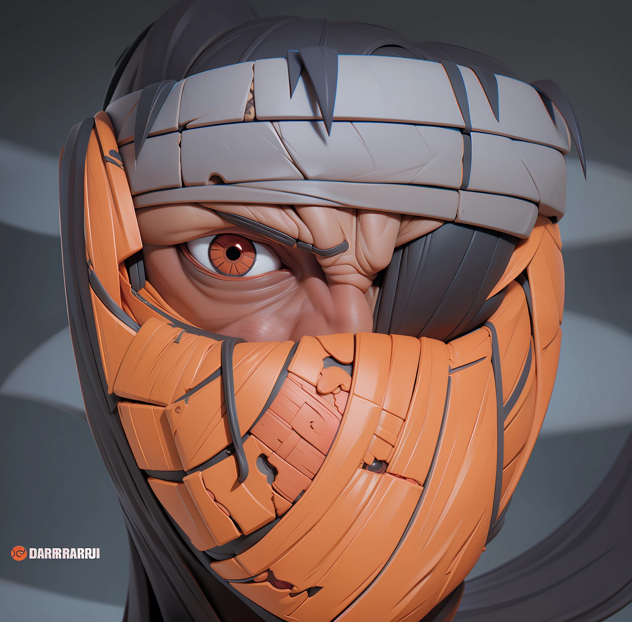 Detailed face, sharingan(naruto), in his left eye, dark face, in his right eye, intricate details.