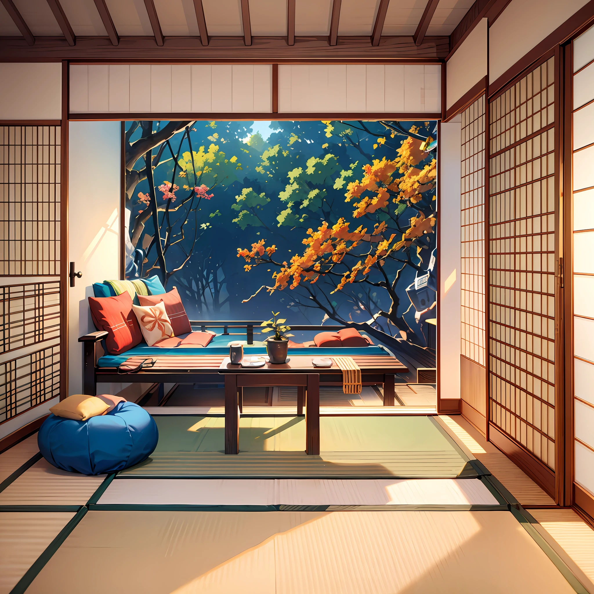 Unmanned, indoor apartment, straight ahead, futon, straight ahead, ultra low angle , no sofa, no accessories, no chair, no table, no curtain, no shade , straight ahead, tatami room, adult goods , four and a half tatami mats, tatami mats Camera position from bottom to top , Bottom to front camera angle --auto --s2