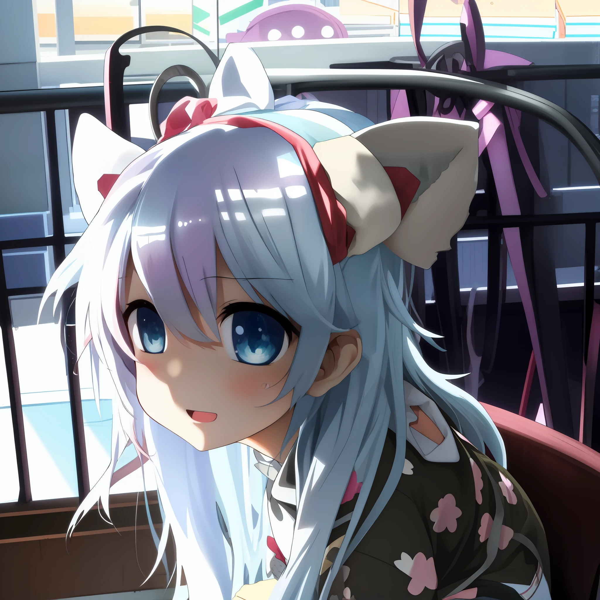 anime girl with blue hair and cat ears sitting in a chair, anime style 4 k, anime girl with cat ears, anime style. 8k, anime moe artstyle, nightcore, very beautiful anime cat girl, anime styled 3d, best anime 4k konachan wallpaper, anime wallpaper 4 k, anime wallpaper 4k, mikudayo --auto --s2