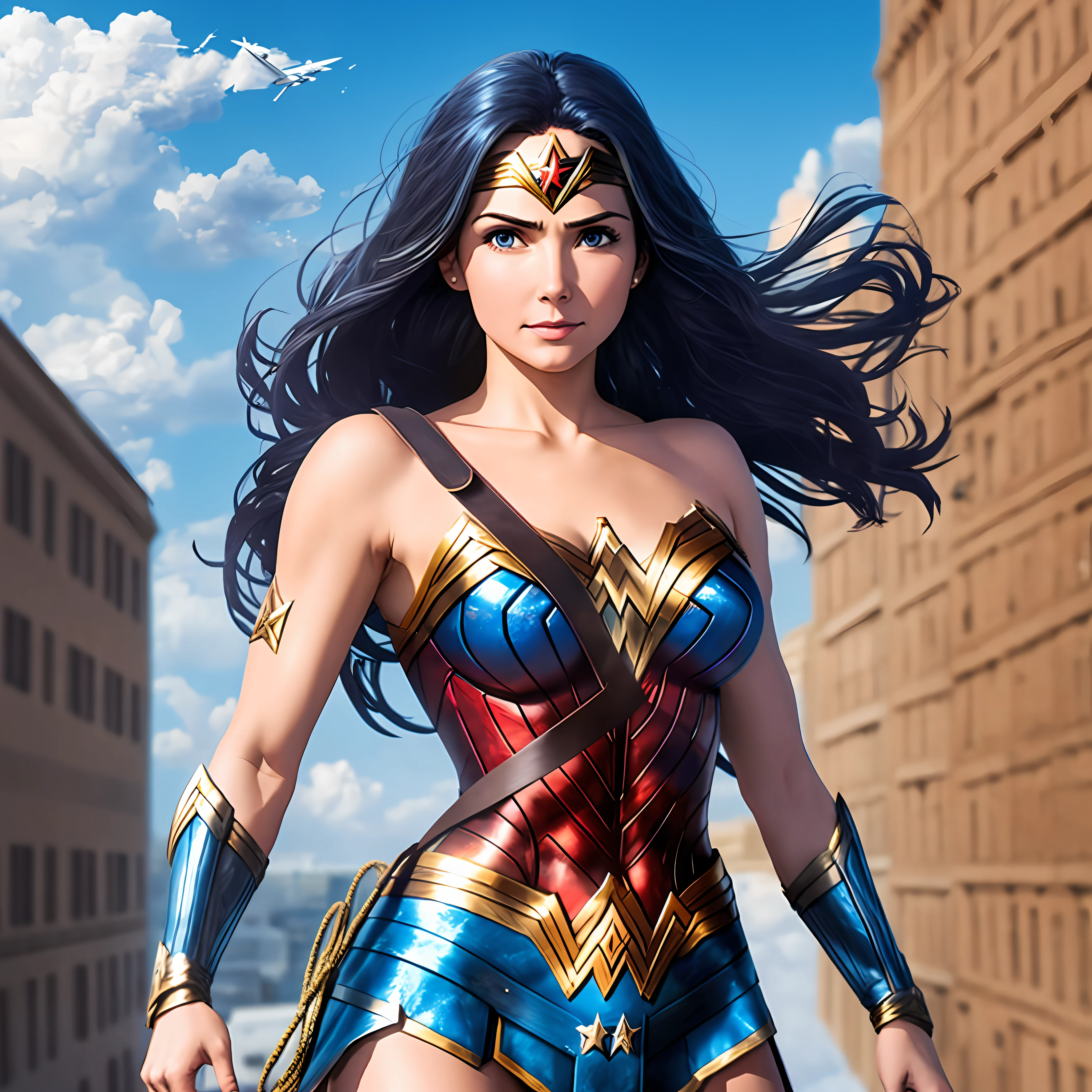 Wonder woman flying blue sky --auto --s2