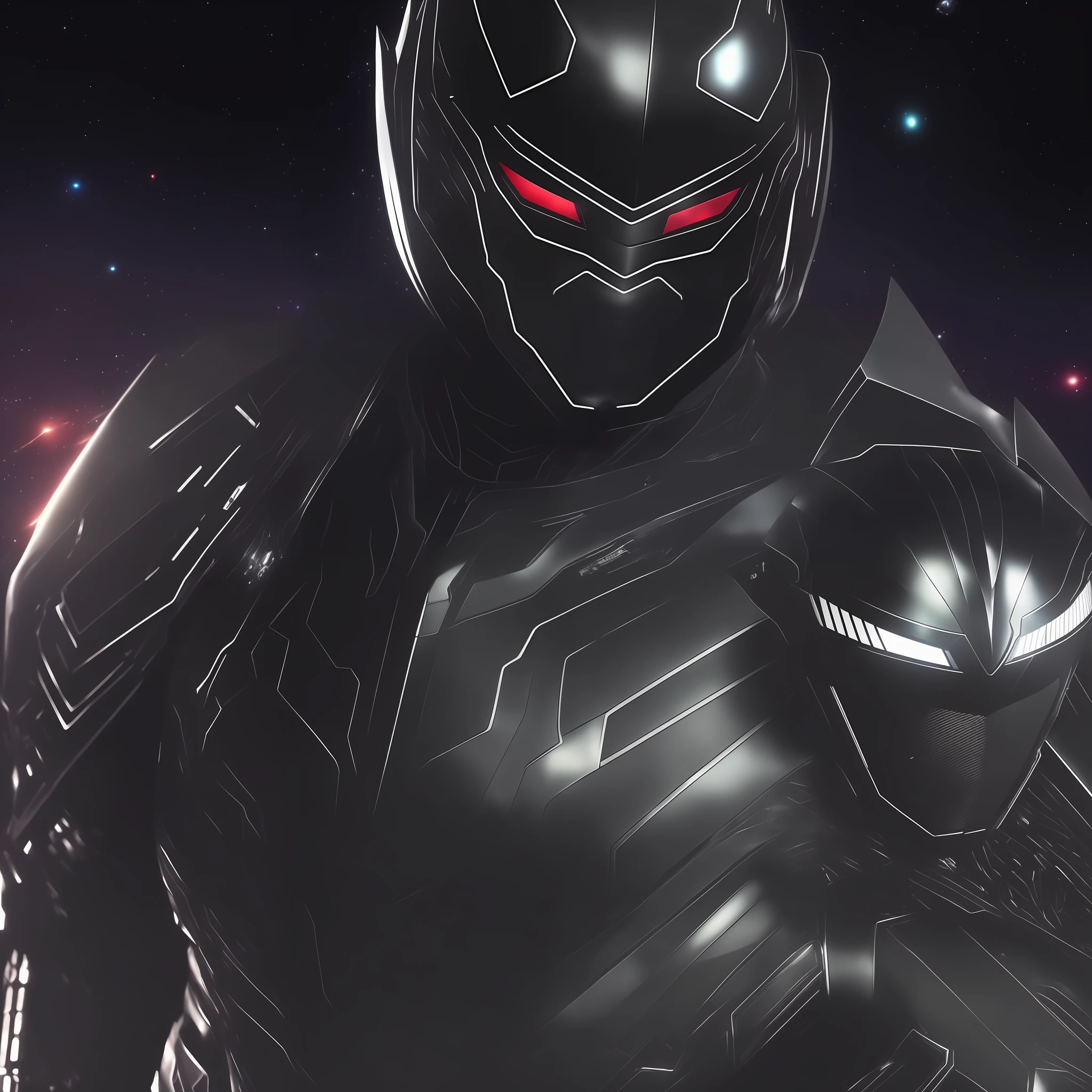((A person in a very dark black suit, Kamen rider Ryuga style) 1.5), ((sharp black armor, stealth armor) 1.3), Tokusatsu, Dark, ((Environment: Outer space with planet in the background) 1.4), UHD, 16K, ((armored uniform) 1.5) --auto --s2