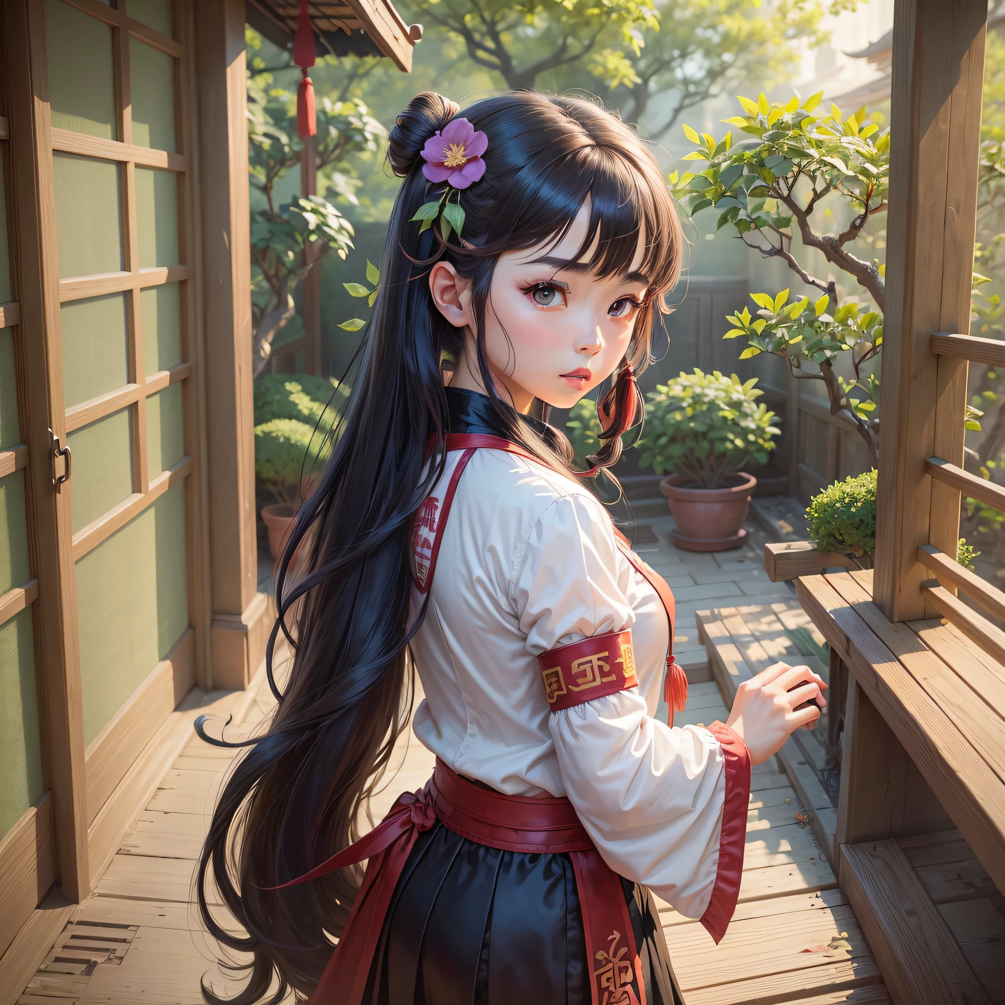 The girl Shoichi faction thirteenth generation Tenshi descendants in a shabby Taoist temple 8K anime --auto --s2