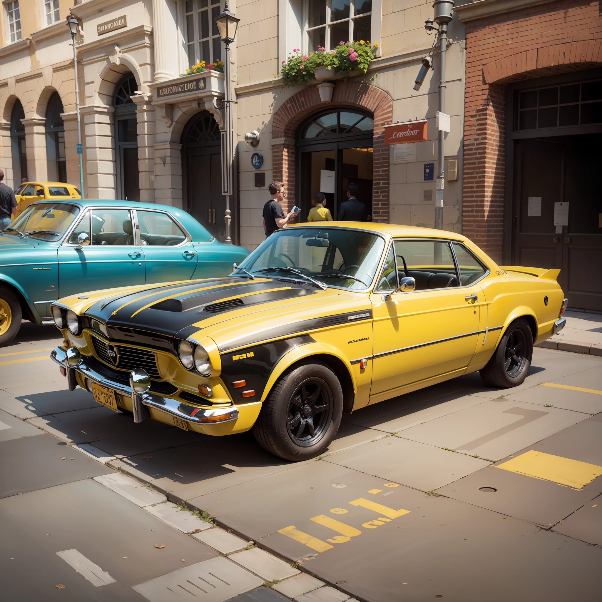 Yellow cartoon car, European and American original painting style --auto --s2