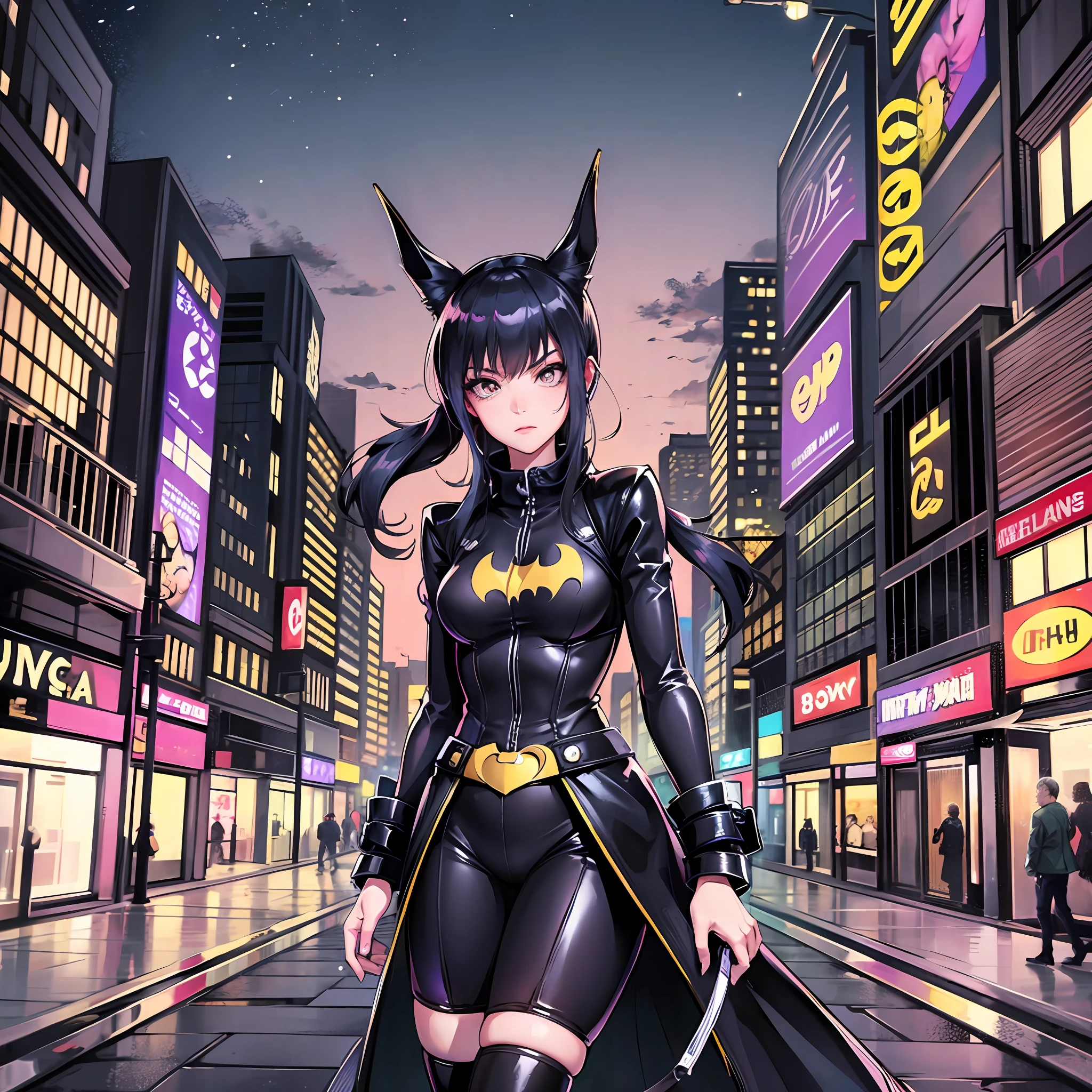 BatGirl walking down a deserted street at night --auto --s2