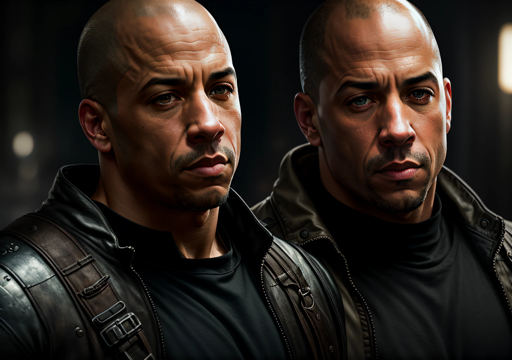 Vin Diesel , dark: realistic epic, soft cinematic portrait, adobe lightroom, photographic lab, highly detailed, faded, (neutral colors: 1.2), (hdr: 1.4) , (soft colors:1.2), hyperdetailed, (artstation:1.4), cinematic, warm lights, dramatic light, (intricate details:1.1), complex background, (rutkowski:0.66), (blue and orange:0.4)