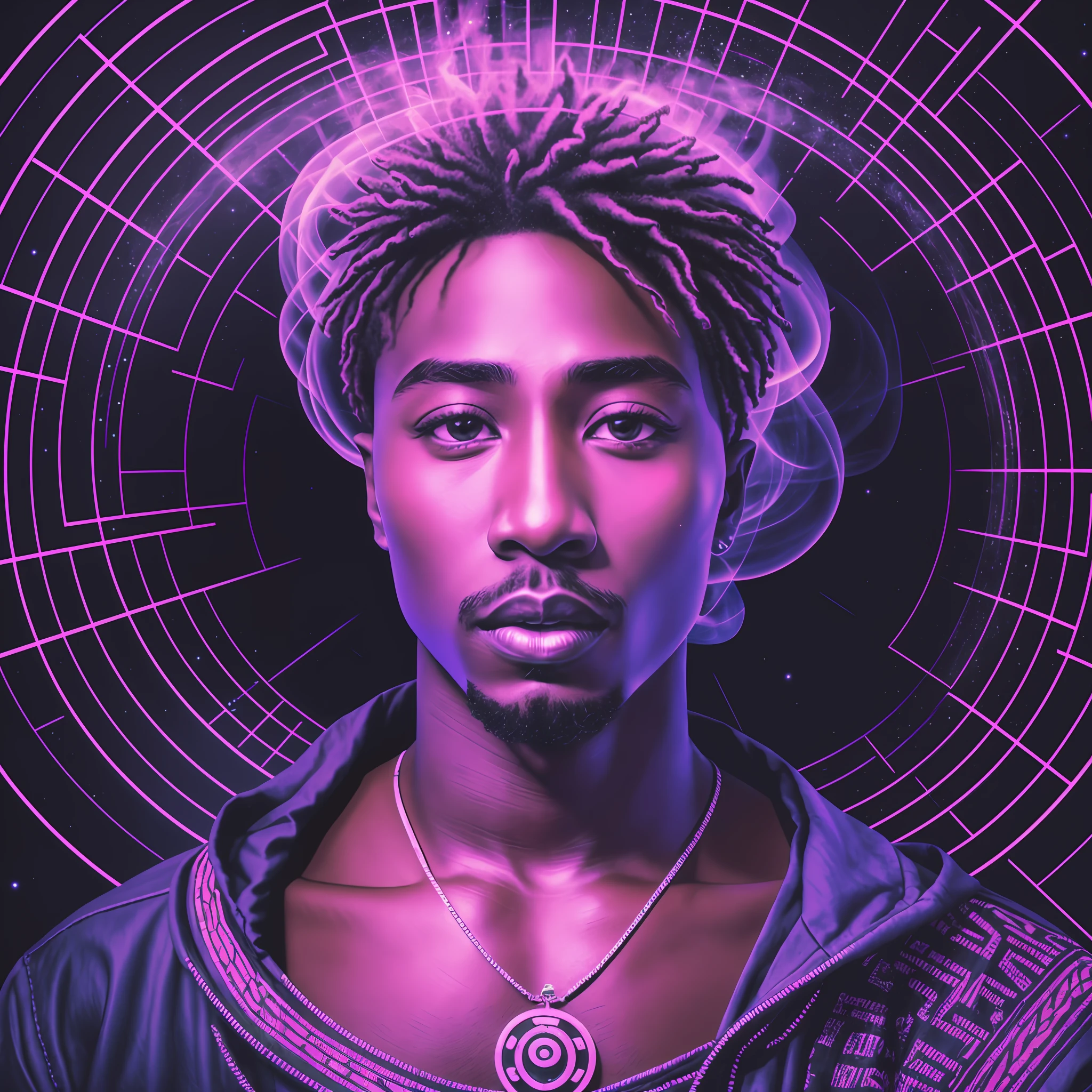 Young black boy, photo of nervous side. Smoke, duscotheque globe. tupac, BLUE, reper, side photo, cosmic, lights, neon, graphite in lilac, eyes with ecspanic rays, decmarra face. Psychedelic style. GAB, ISO, ful hd, v3, banners. --auto --s2