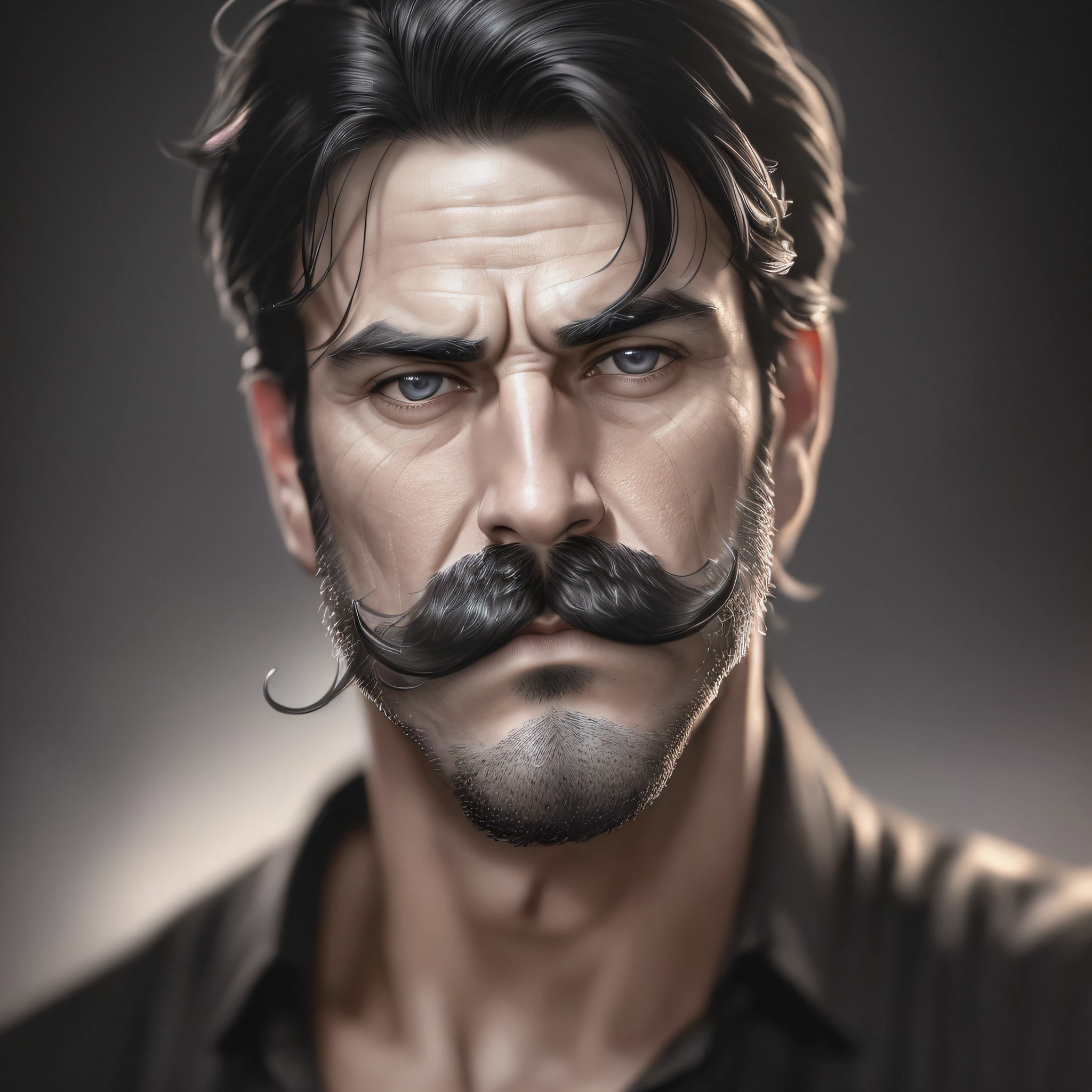 a (((next)) portrait, a strong white man with black hair, with a ((thin mustache)), wearing a black shirt, natural skin, 8k, insane details, complex details, highly detailed, realistic, soft cinematic light, HDR, sharp focus, (((((cinematic visual)))), intricate, elegant, highly detailed --auto --s2
