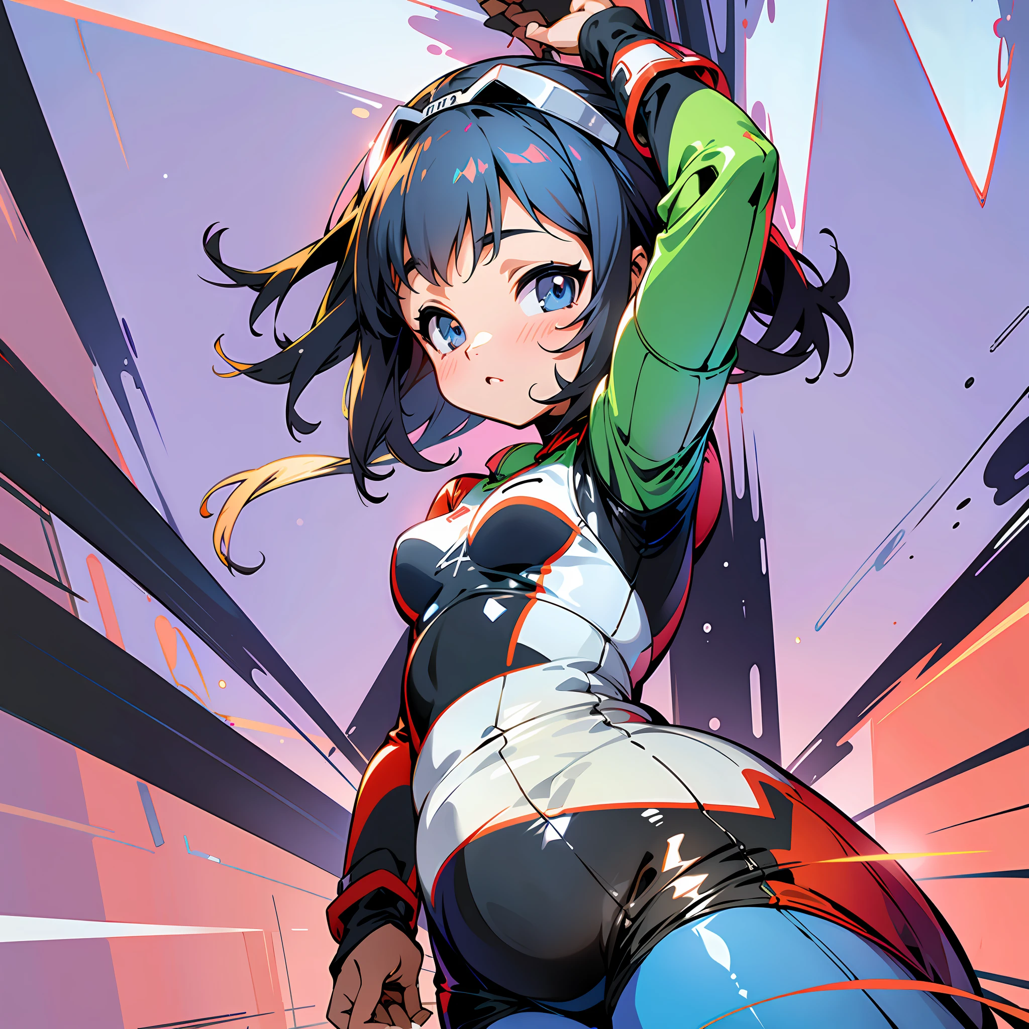 ((Best Quality)), ((Flat Color))), Thick Silhouette, Bright and Soft Diffuse Light, Depth of Field, Loli, (Plump), (Complete), (Racing Suit),