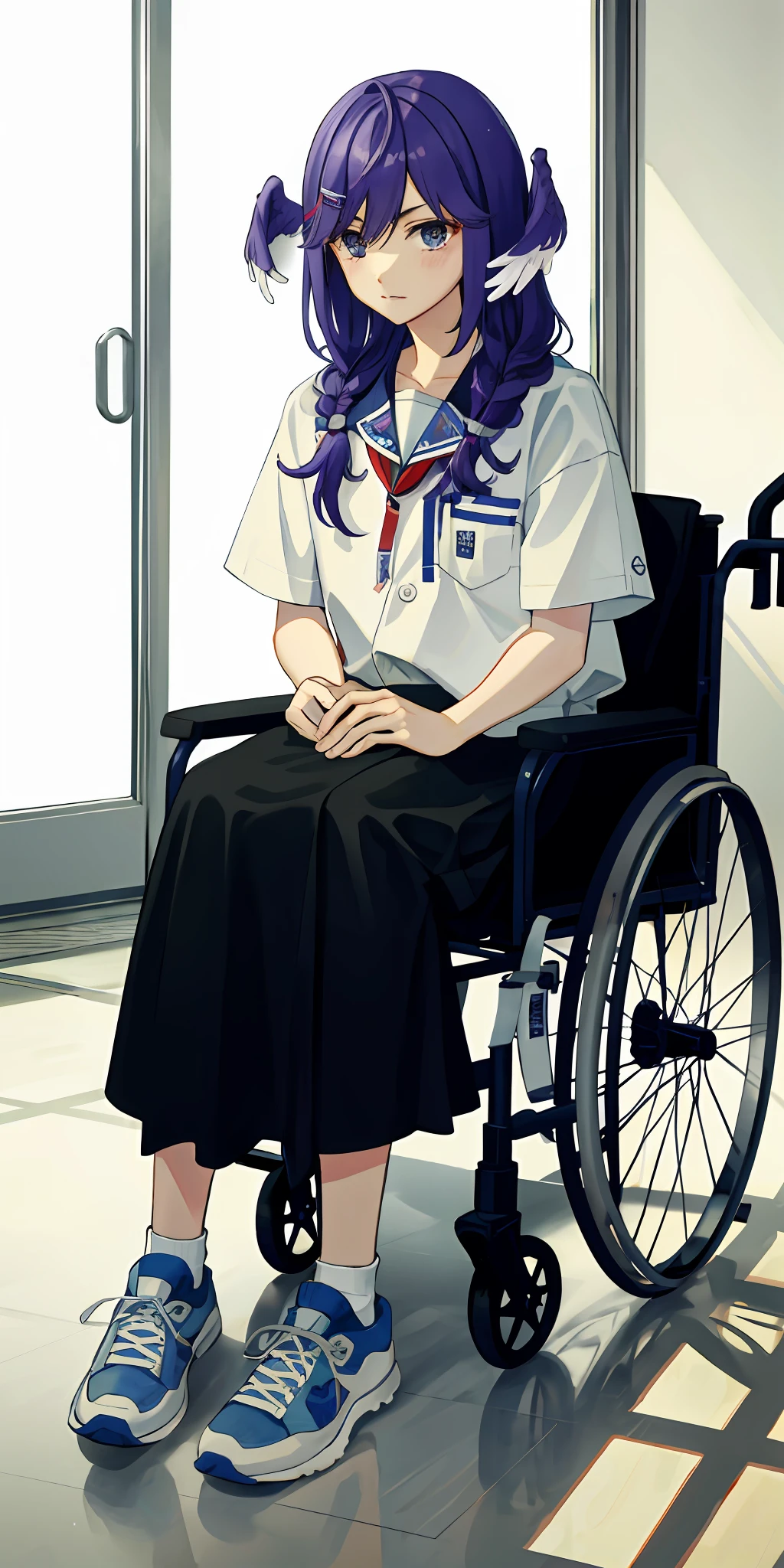 Selen tatsuki, wheelchair, blanks eyes, hospital,sneakers, crying,