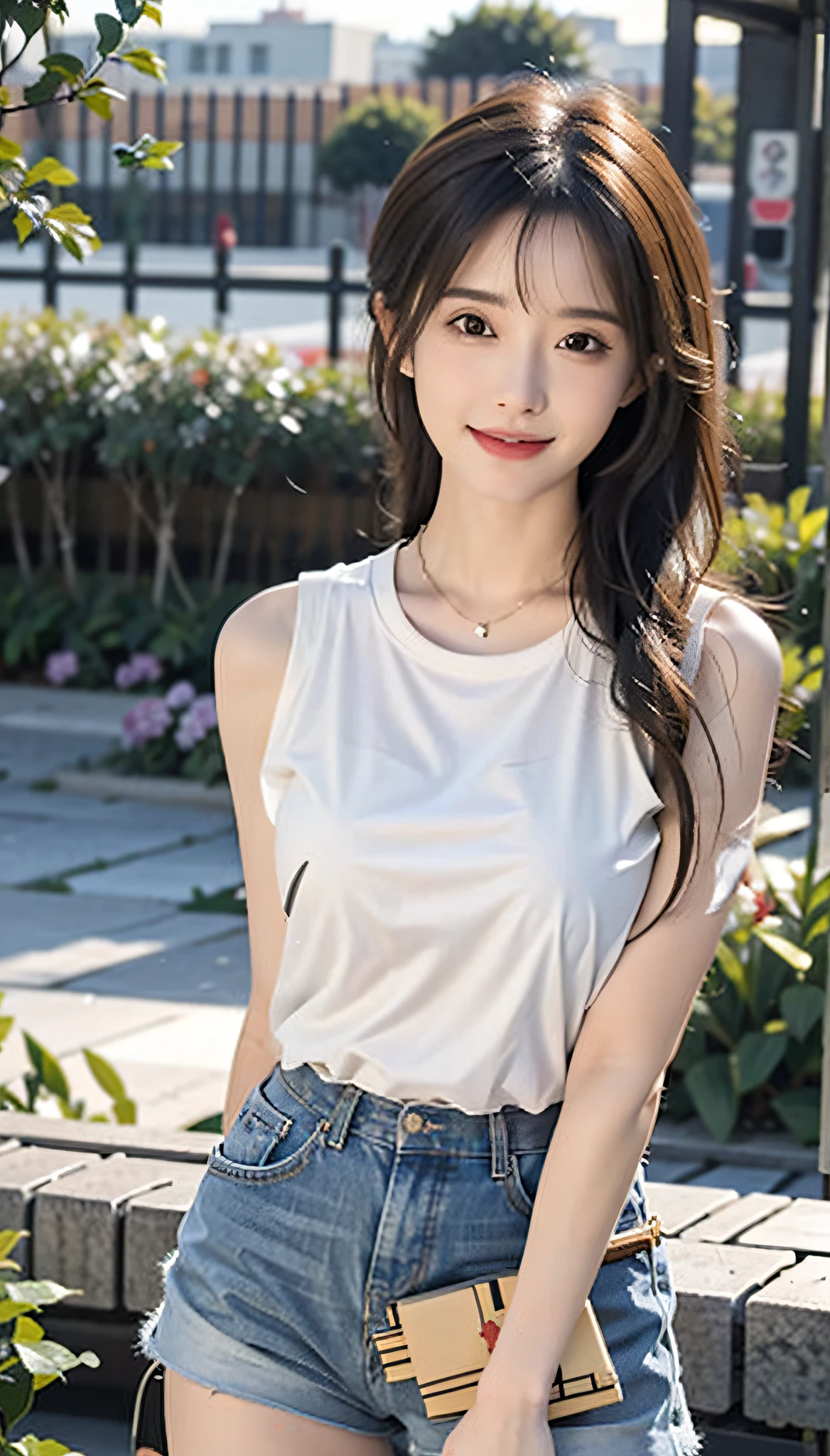 in focus, Full Body Photo (FLS), FHD, 1080P, 2K, 4K, 8K, Mind-bSoft illuminationlowing Details, Unfathomable, Leica camera, Full Length Shot (FLS), cute, Golden Ratio, Soft illumination, absorbing. Super detailed, extremely detailed, beautiful and meticulous girl, 1 girl, (perfect female figure), full body, t-shirt, shorts, long legs, no breasts.