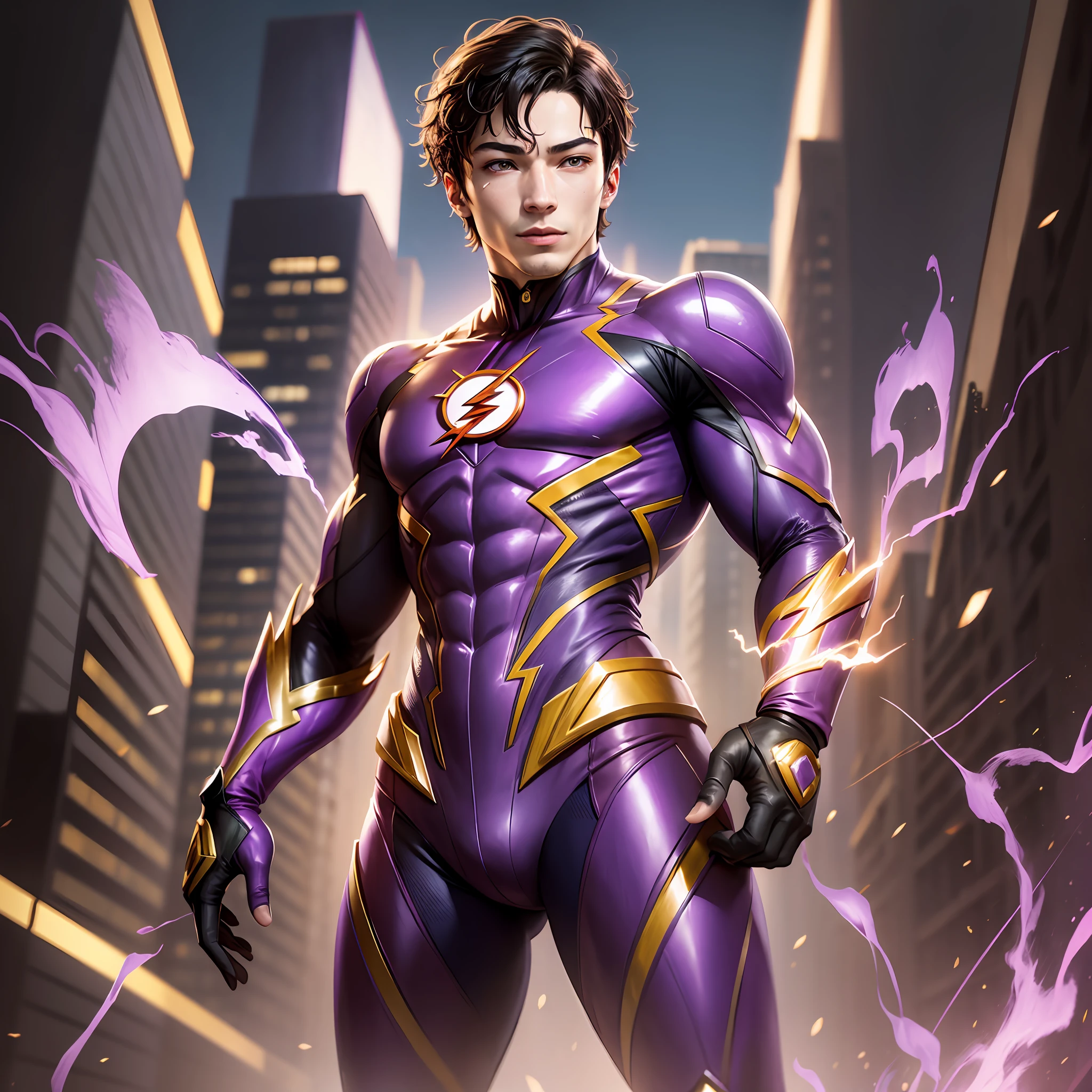 The Flash played by Ezra Miller in a purple costume --auto --s2