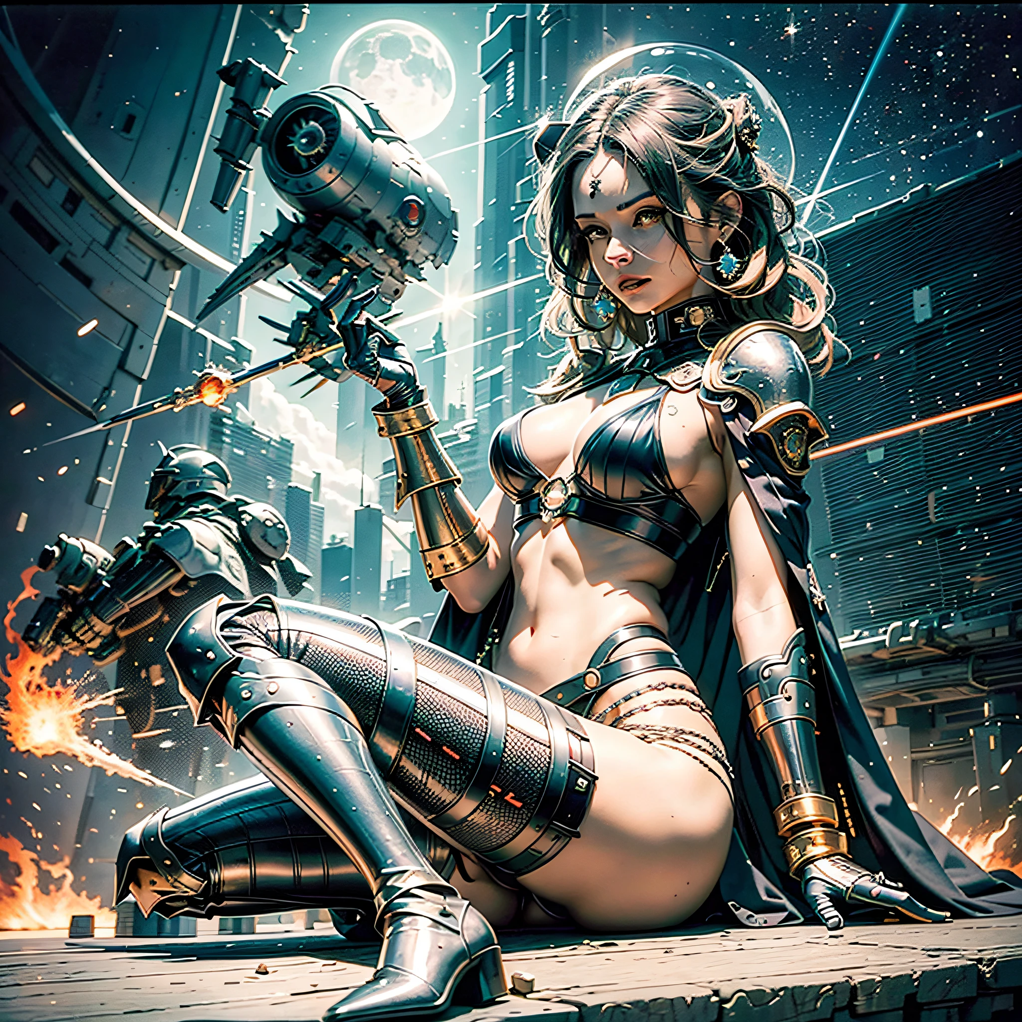 Lower:1.3 near:1.4 dazzling fire-follet moon dark night "Xwing Star-Wars BattleShip Queen 6PO" Futuristic Scene "Heavy Metal" Diplomatic conceptual glamorous females pure symmetrical oily athletes 38years aesthetic key slow walking playing Cosplay "Princess Laia:1.4" "Daisy Ridley:1.3" "Nathalie Portman":1.4 Baroque body:1.4 faces:1.4 cheekbones effects glow sad:1.4 embarrassed max saturated:1.4 lazuli-goute-entre-beaux:1.4 eyes:1.4 opals black pupils iris turquoise sapphires mouth open teeth obvious smiles hairstyles ecstatic fringes:1.4 clavicles jacket floating jacket fixed shoulders:open cape levitating shirt jaket white papillotes lace arm hand + thumb-4finger-5nail corsait gothic navy thick leathers bikini supports various breasts pointed:1.4 satin skirt:1.4 matching bristles loose spinels navel:1.4 waist chastity belt:1.4 silver adorned padlock Gold lock garters scarlet pubis-hairy obvious indigo underwear thighs legs bulky stainless steel boots gothic ornate onyx ruby invokes delicate Toys CGSCOSITY robots sunLight luminescence ultra pro-photorealistic optimal qualities precise details:1.4 DSLR max resolution colors-coded perfection improved graduated Octane rendered UHD XT3 16K DSLR HDR UnrealEngine5 real shadows 3dcg analog sharpness:1.1 (EOS R6 135mm 1/1250s f/2.8 ISO400) C3PO fullbodye "Darth Vader" Mechanized adaptable gadjet Carbonites rune mannequins "Bruce Weber" girls raw supports fully dressed armor chrome Mandalorian heavy metallized covered flat bands fathoms richly decorated copper:1.2 Ornate Pearl embroidered glyphs lava weapon plasma Tourmaline silver engravings lava incandescent space DeathStar xwing-fire-shoot-laser depths:1.3 ultra background:1.3 equirectangular 360 [(masterpiece:1.3) (Willi Baumeister:1.1) (John T. Biggers:1.2)::17 DoF Alessandro Casagrande, Greg Rutkowski, Sally Mann, Guweiz and James Jean, Michelangelo tattoo etc.