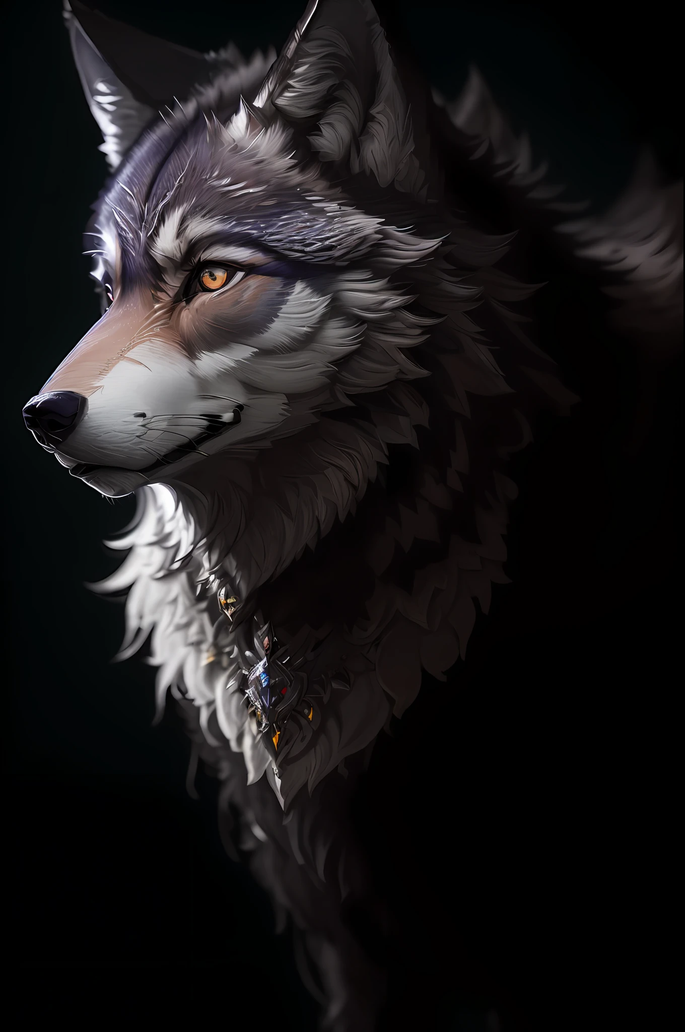 masterpiece, best quality, ((beautifully detailed wolf)) (extremely detailed CG Unity 8k wallpaper), professional majestic oil painting by Ed Blinky, Athea Gaylan, Studio Ghibli, Jeremy Mann, Greg Manchessa, Antonio Moro, popular on ArtStation, trending on CGSociety, Intricate, High Detail, Sharp focus, dramatic, photorealistic painting by Midjourney and Greg Rutkowski
