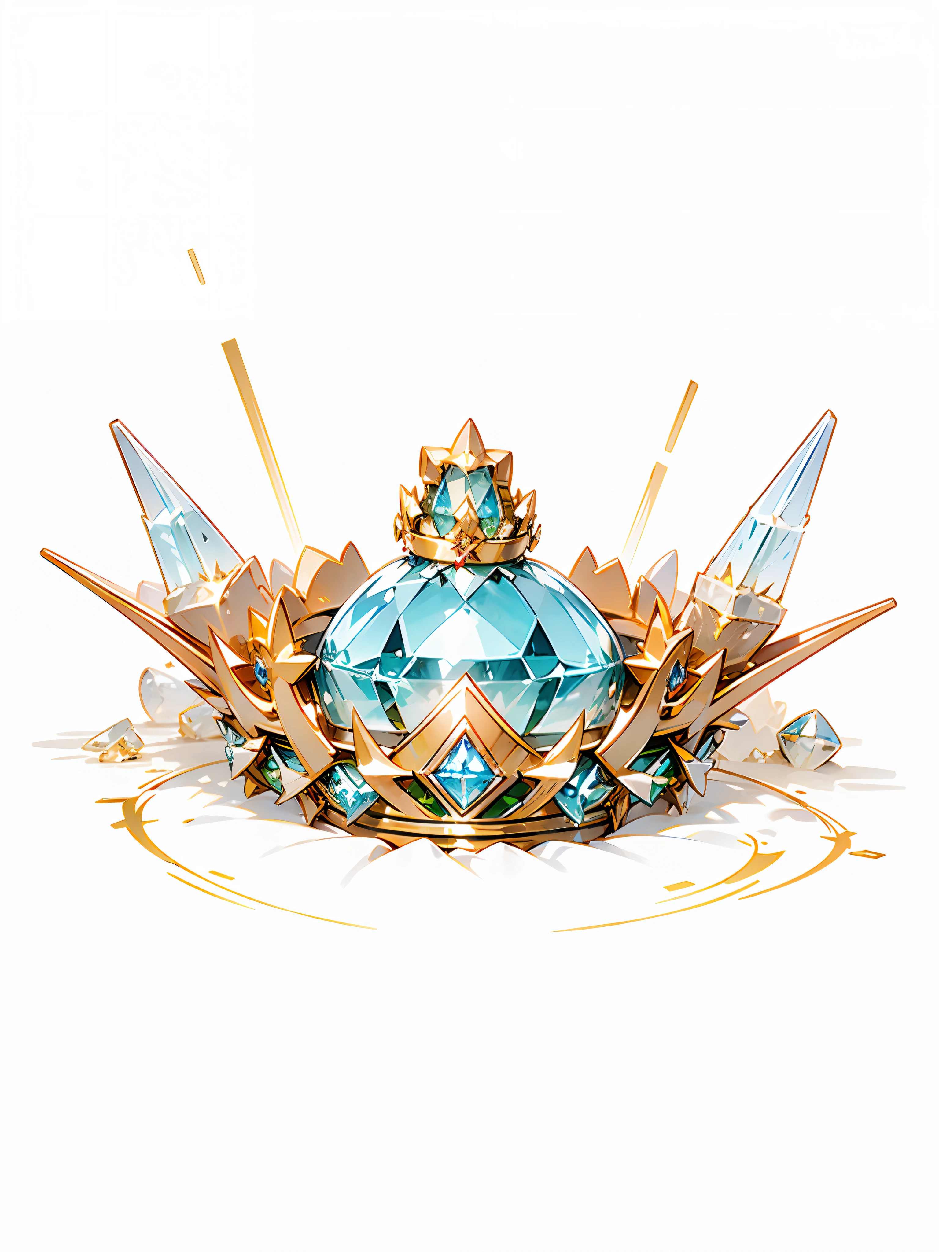 8k, (crown close-up), (((looking up))), with a gold + diamond crown on white background, diamond wings!! ,(((((Elf Crown)))),(Game Crown)))),((Gold + Diamond Crown)),((Left and Right Symmetrical Crown)),(((Streamlined Crown)))),(((Slim Crown))), Gorgeous, Colorful, Complex Diamonds, Ultra Realistic Fantasy Crown, Crystal Crown, White Laser Crown, Crystal Corolla, Floating Crown, (Ray Tracing), ((Clean Background)), Crown, Flower Corolla, Crown, Giant Diamond Crown, Diamond Tiara, Diamond Crown --auto --s2