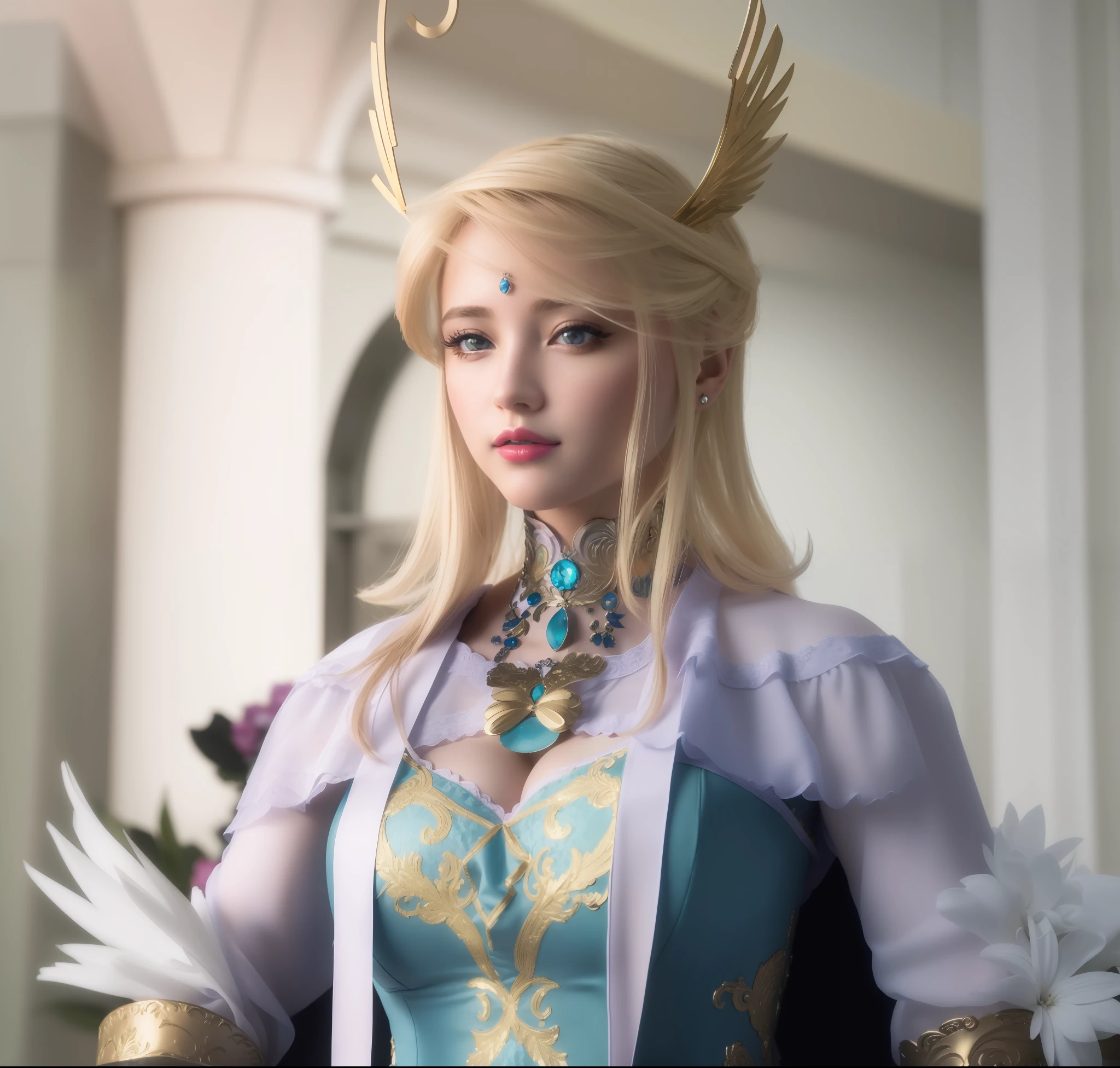 (masterpiece, best quality, extremely detailed 8k, ultra hd, ultra-detailed, highly detailed, highly realistic, ultra-realistic, photo realistic), (1girl:1.5), (detailed realistic skin), (realistic big breasts), (pink lipstick)