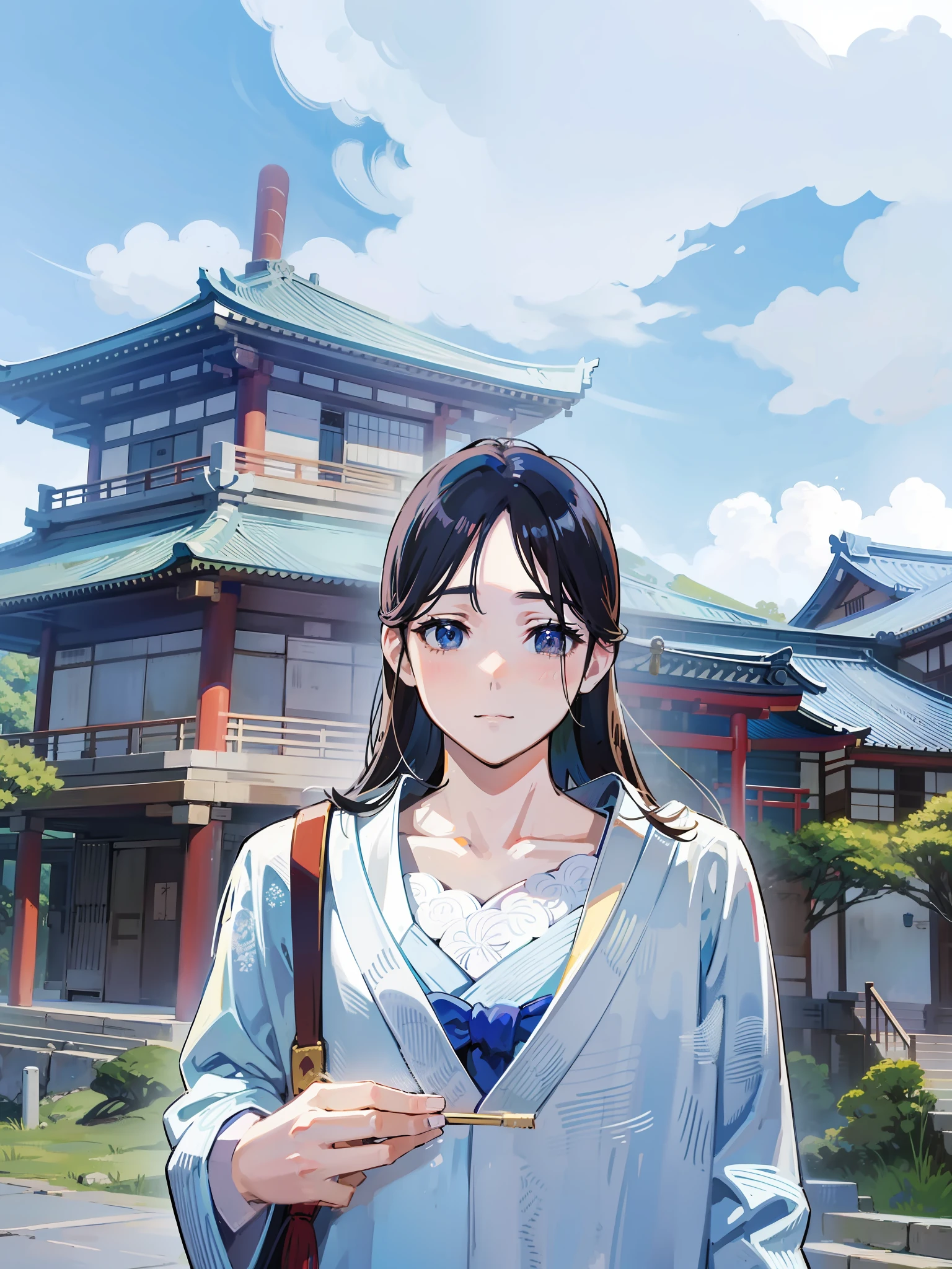 Photo turn hand-drawn, anime, ancient style, background Miyazaki Hayao anime, small face, Japanese sweet, Japanese anime body, small and delicate