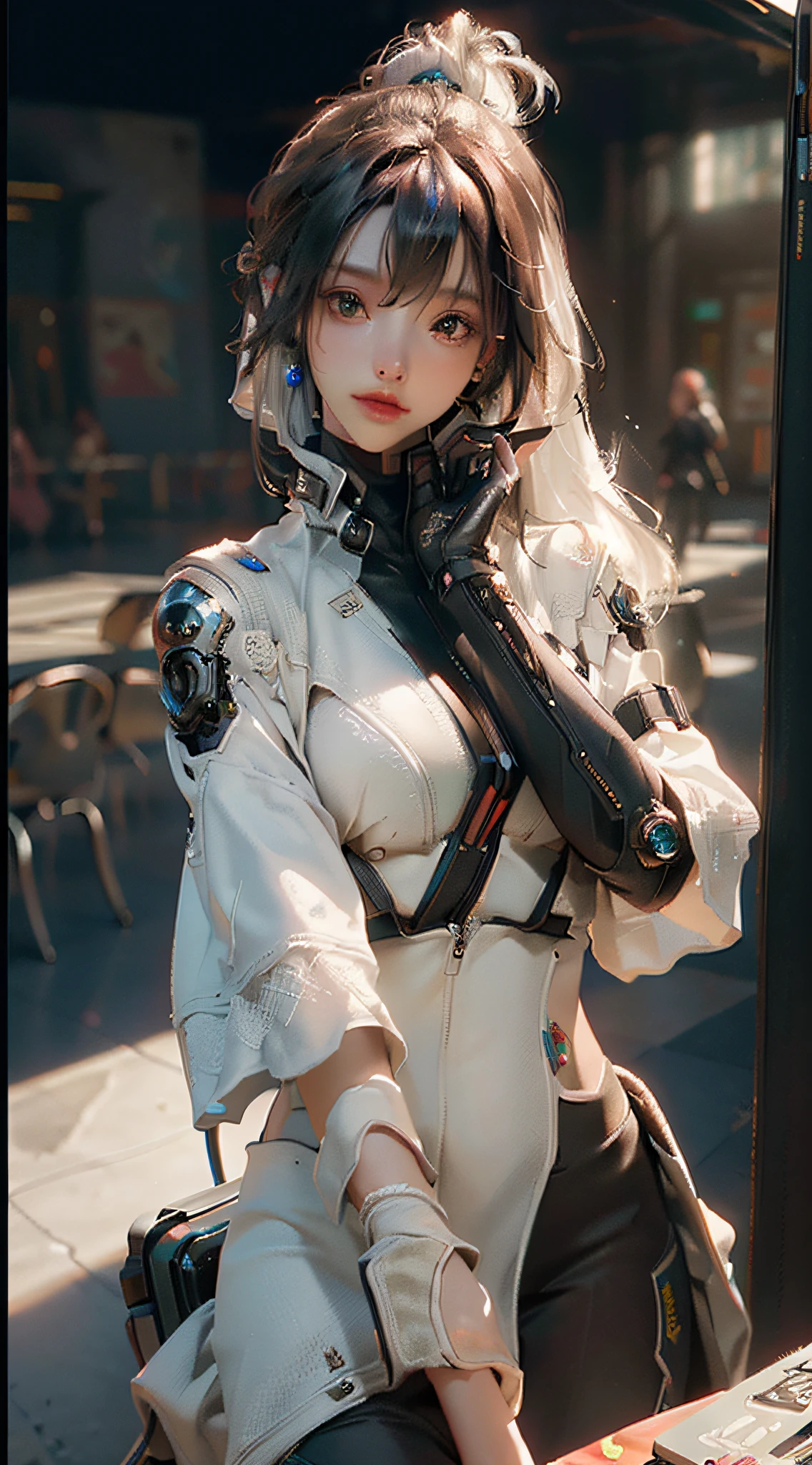 ((Best quality)), ((masterpiece)), (detailed:1.4), 3D, an image of a beautiful cyberpunk female,HDR (High Dynamic Range),Ray Tracing,NVIDIA RTX,Super-Resolution,Unreal 5,Subsurface scattering,PBR Texturing,Post-processing,Anisotropic Filtering,Depth-of-field,Maximum clarity and sharpness,Multi-layered textures,Albedo and Specular maps,Surface shading,Accurate simulation of light-material interaction,Perfect proportions,Octane Render,Two-tone lighting,Wide aperture,Low ISO,White balance,Rule of thirds,8K RAW,