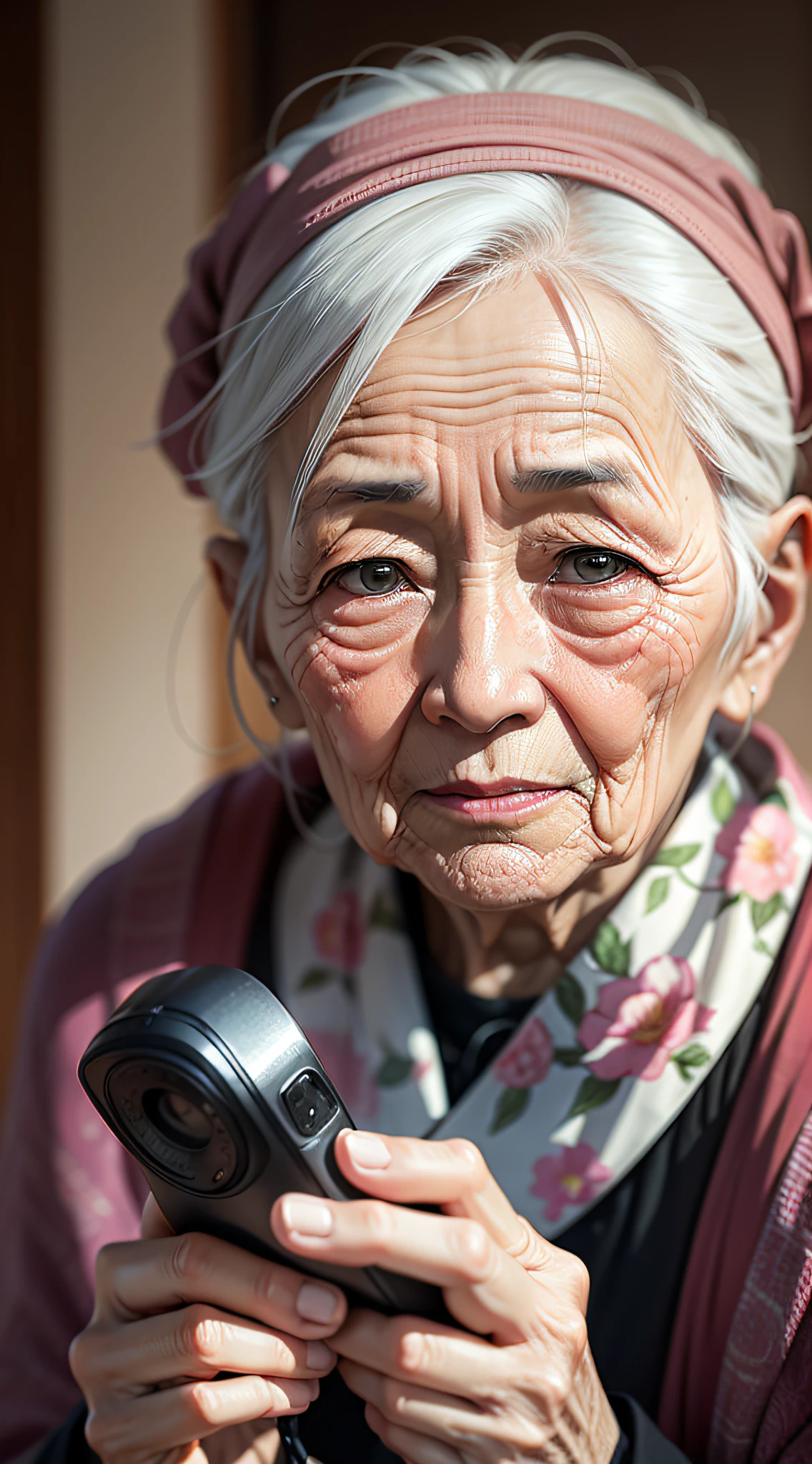 Elderly, face recognition, mobile phone, delicate, Chinese, old lady --auto --s2