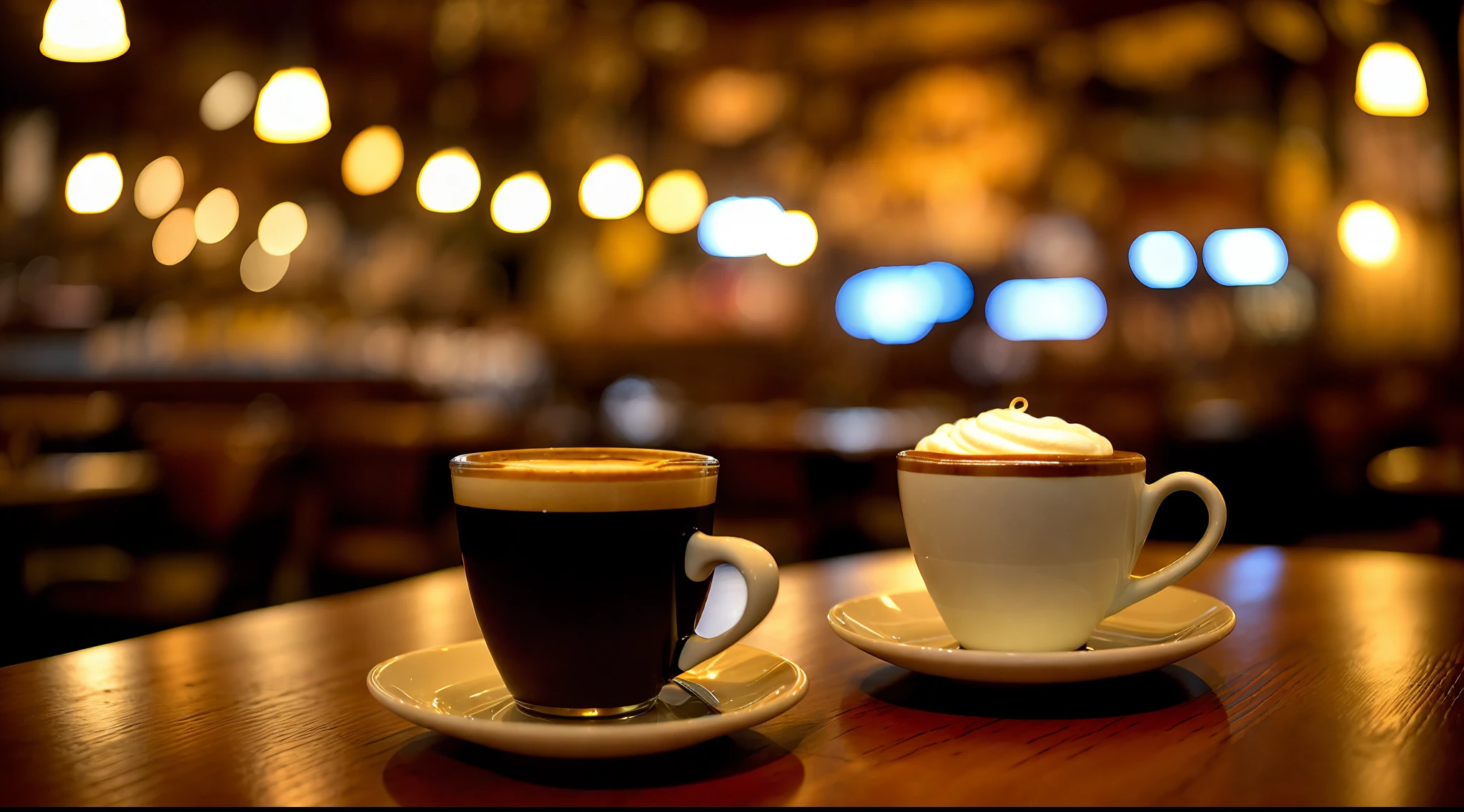 Stunning snozboffle coffee espresso rich in fat cappuccino latte pov photo busy vintage restaurant interior background kodak vision 3, rustic dining table + , intricate details: 1.15, HDR, ultra detail: 1.2, ultra hd, detail, large aperture
