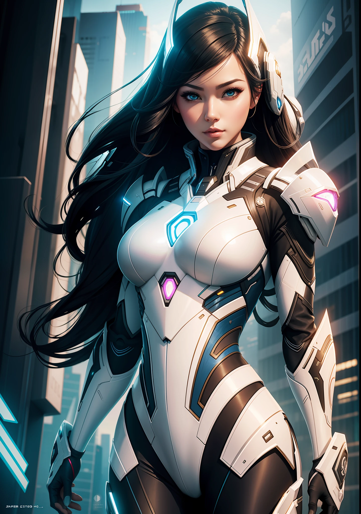 A women in superhero costumes standing next to each other, diverse white cybersuits, three futuristic princes, rossdraws 1. 0, rossdraws 2. 0, perfect android girl family, high quality digital concept art, of a beautiful female warframe, style artgerm, cyberpunk women, rossdraws digital painting, cybersuits, cgsociety concept art, artgerm jsc