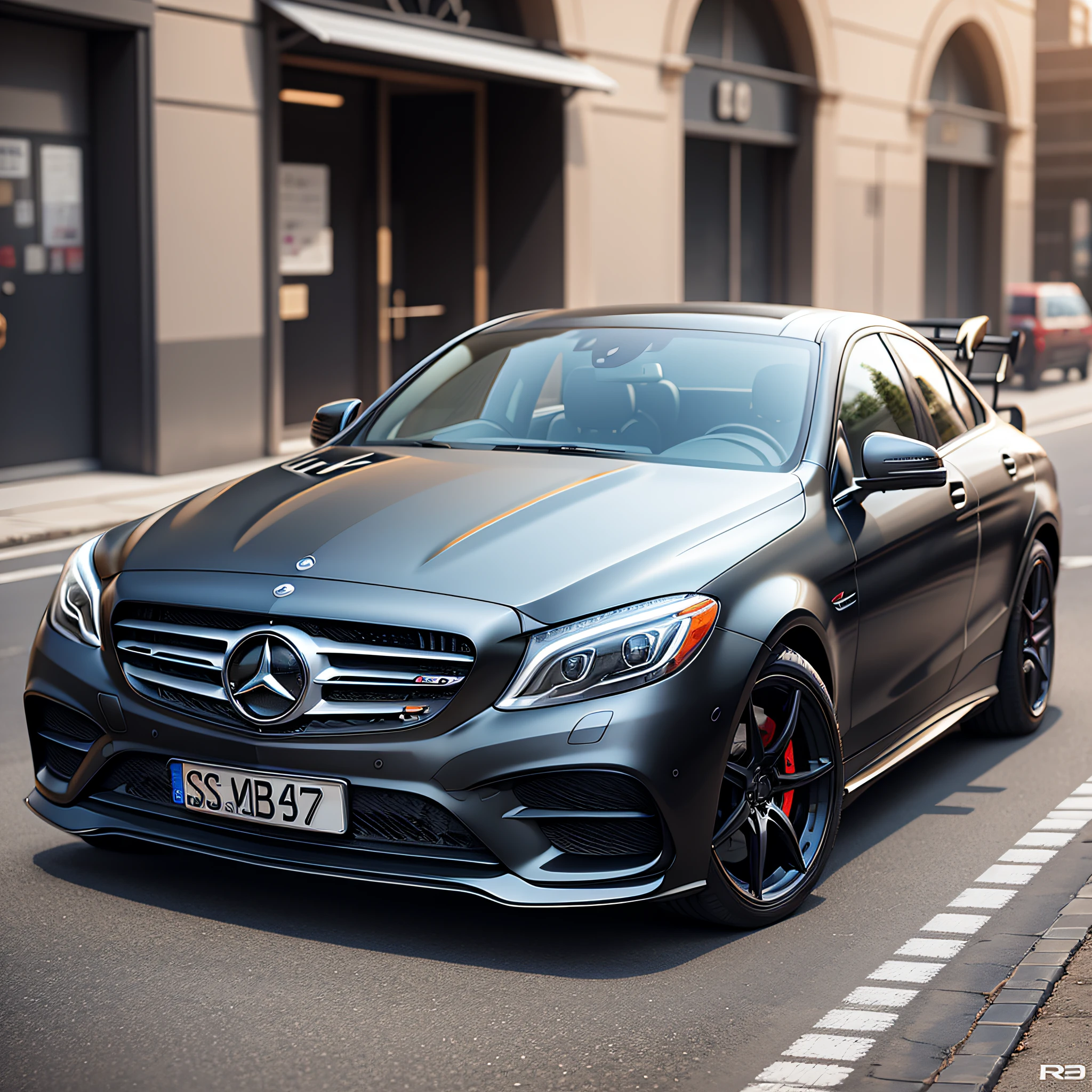 Car black Mercedes 8K anime