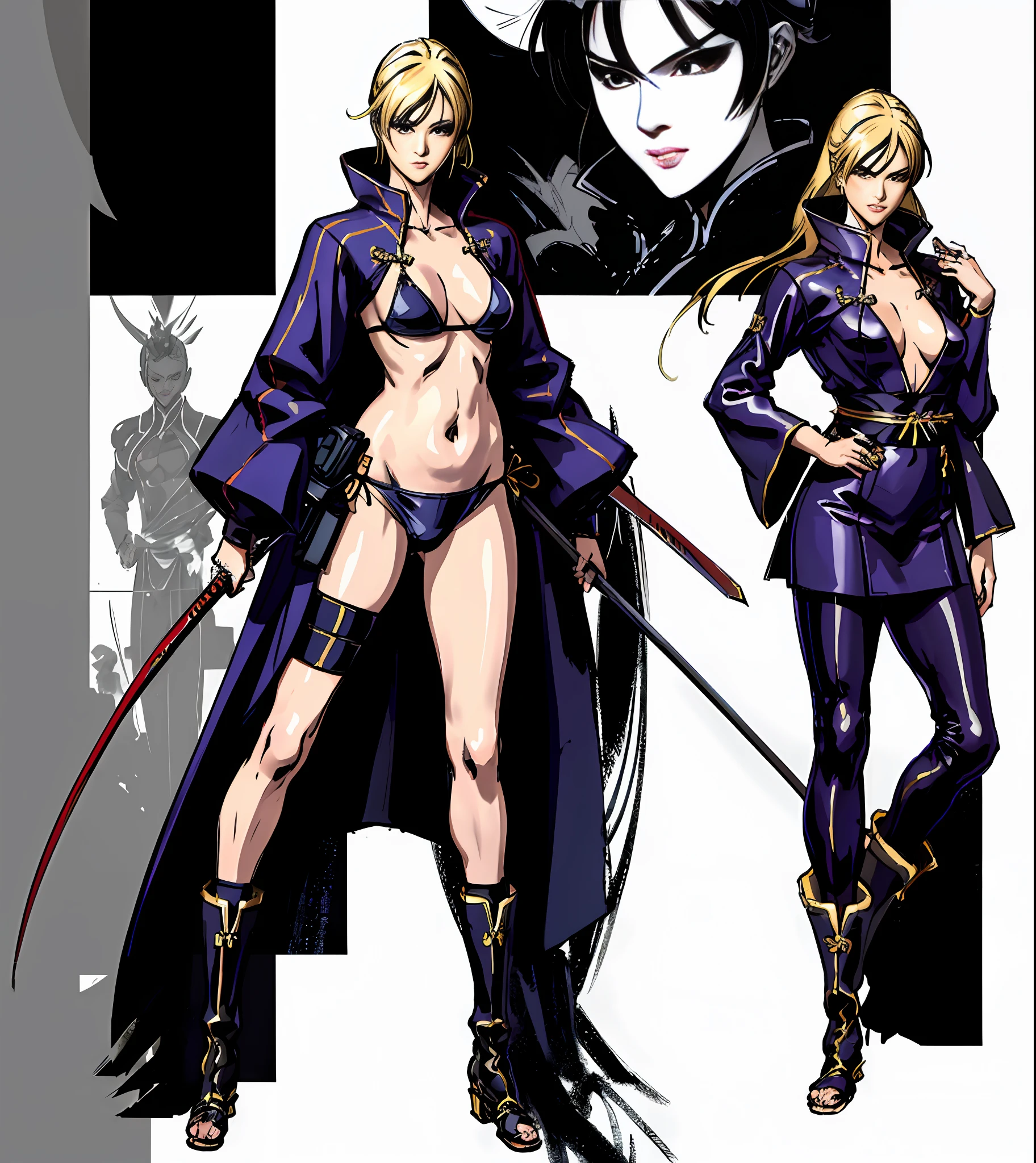 Masterpiece, 4k anime, anime painting of a female warrior in hanfu and robes, plump, slender and well-proportioned perfect body, realistic hanfu, wearing boots, combat posture study, full body, dress: bikini and hanfu, female image, martial arts anime style, color sketch, sketch art style, anime art, digital anime, super high resolution, realistic proportions SFW, hands on her body pose! , full body combat pose, gesture drawing, fine sketching, full body portrait, anime painting