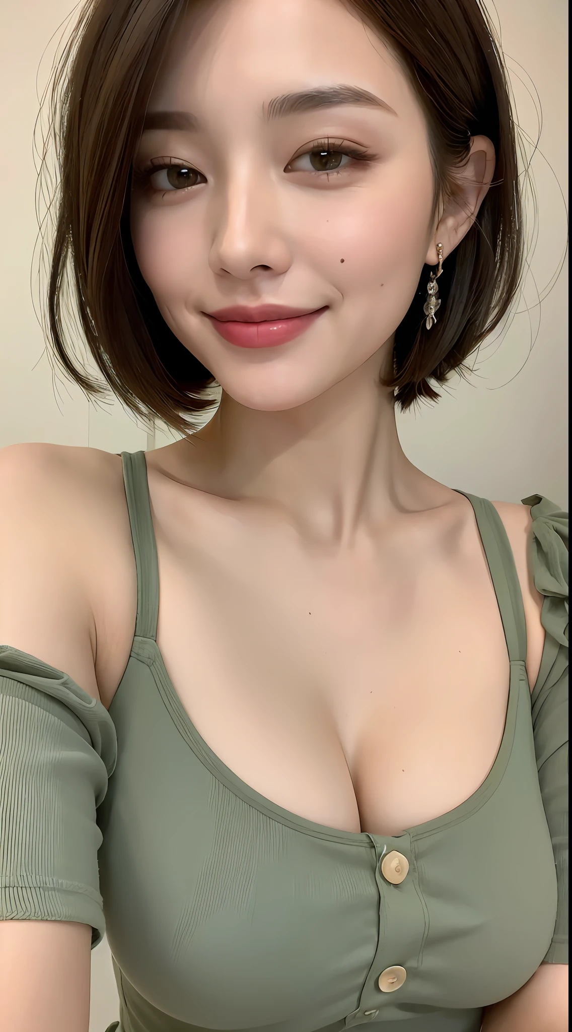 ((Best Quality, 8K, Masterpiece: 1.3)), 1girl, Slim Abs Beauty: 1.3, (Hairstyle Casual, Big Breasts: 1.2), Dress: 1.1, Super Fine Face, Delicate Eyes, Double Eyelids, Smile, Home