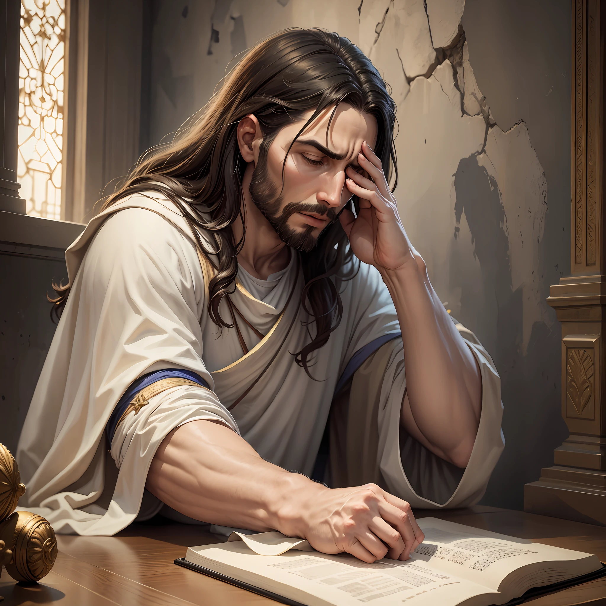 Jesus crito praying, ultra realistic, 4k --auto --s2