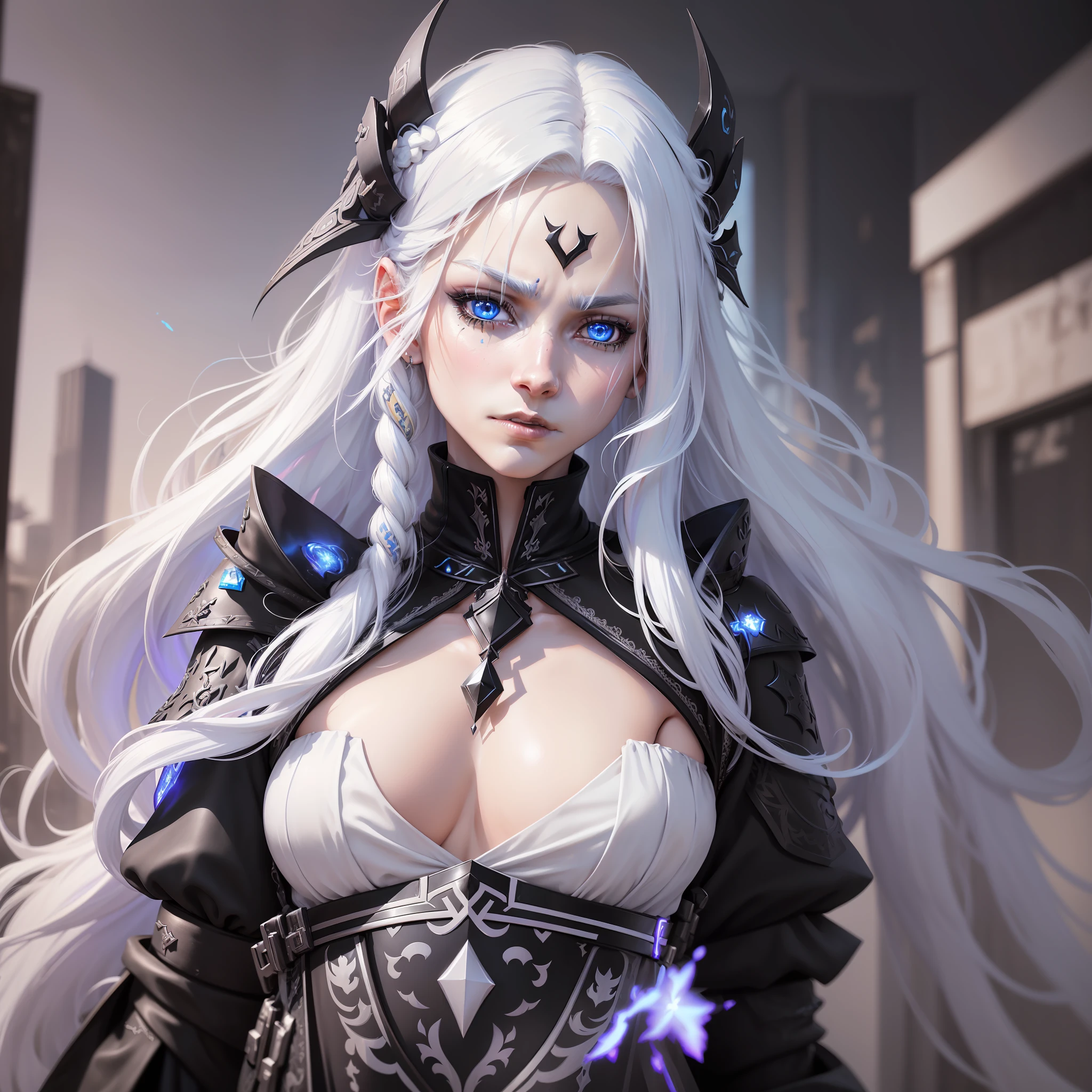 Cyberpunk woman, fantasy world, dark background, clean design, epic instagram, artstation, colorful ink splashes, silhouette, hyper detailed intricate details, unreal engine, fantasy, intricate details, home screen, complementary colors, fantasy concept art, 8k resolution, deviantart masterpiece, oil painting, heavy strokes, ink drips, (isolated on white background: 1.3), rainbow skin, (((cute young man))), ((: 1.5) ), (blue eyes ), (((clear eyes)), ((((long white hair: 1.1)))), (((black clothes)), (prince\\(indifferent expression\\),(((Wears luxurious black tunic with high details)))), white hair, ice magic, ((chest) --v 6