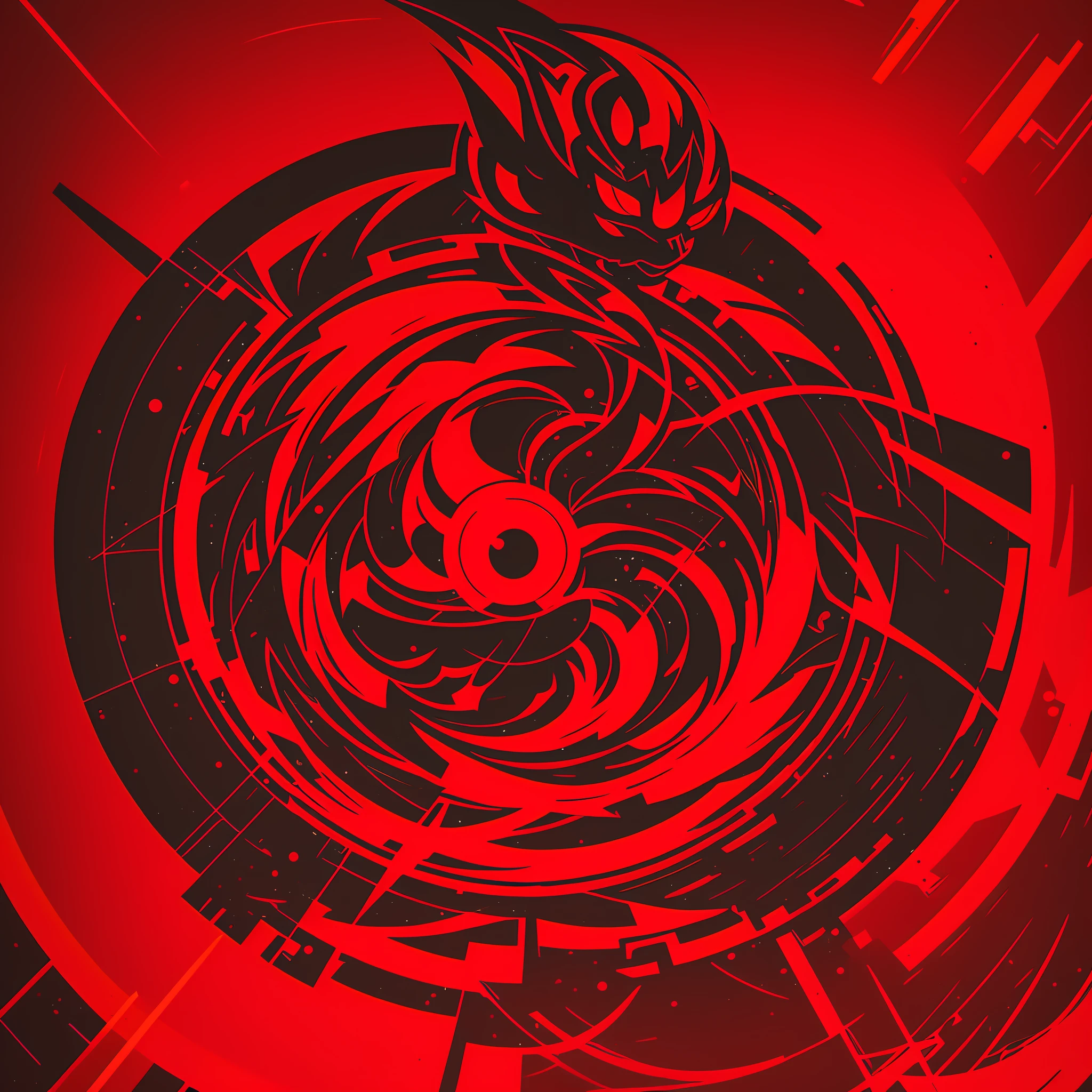 Logo, round, handsome and cool, red and black, a glowing red eye --auto --s2