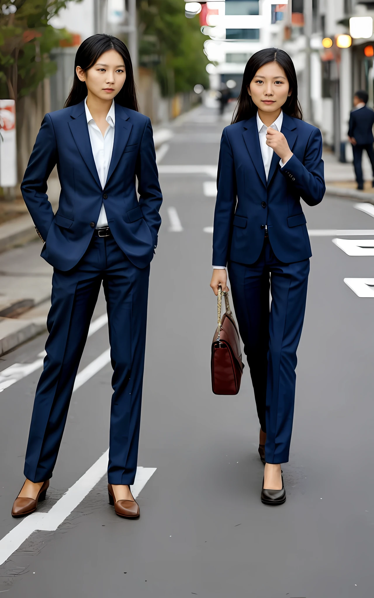 asian filipina woman dress in a business suit walking in the streets
