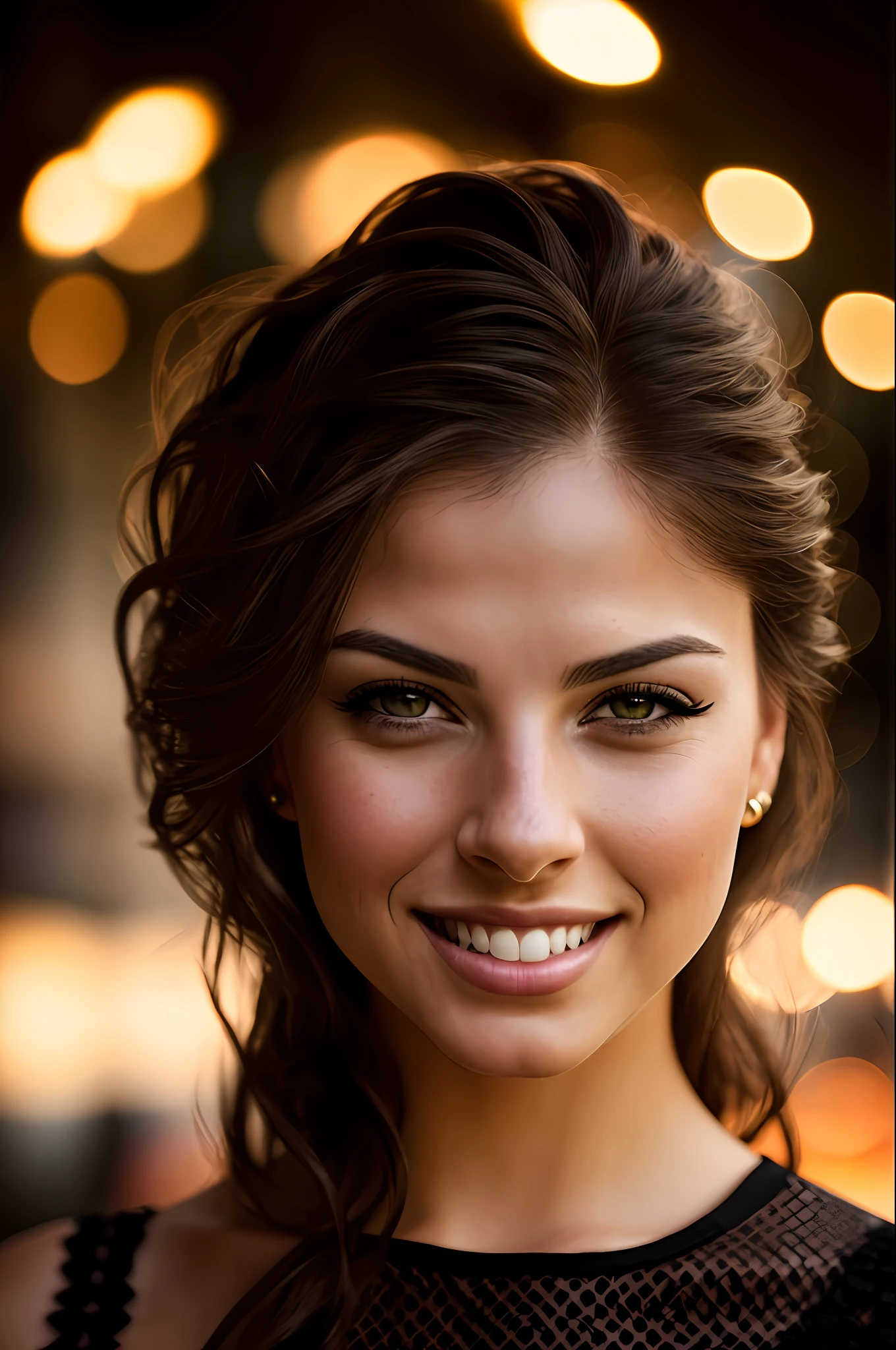 (sharp focus:1.2), photo, attractive young KariSweets , (beautiful face:1.1), detailed eyes, luscious lips, (cat eye makeup:0.85), (smile:1.2), wearing (dress:1.2) on a (night street:1.2). (moody lighting:1.2), depth of field, bokeh, 4K, HDR. by (James C. Christensen:1.2|Jeremy Lipking:1.1).