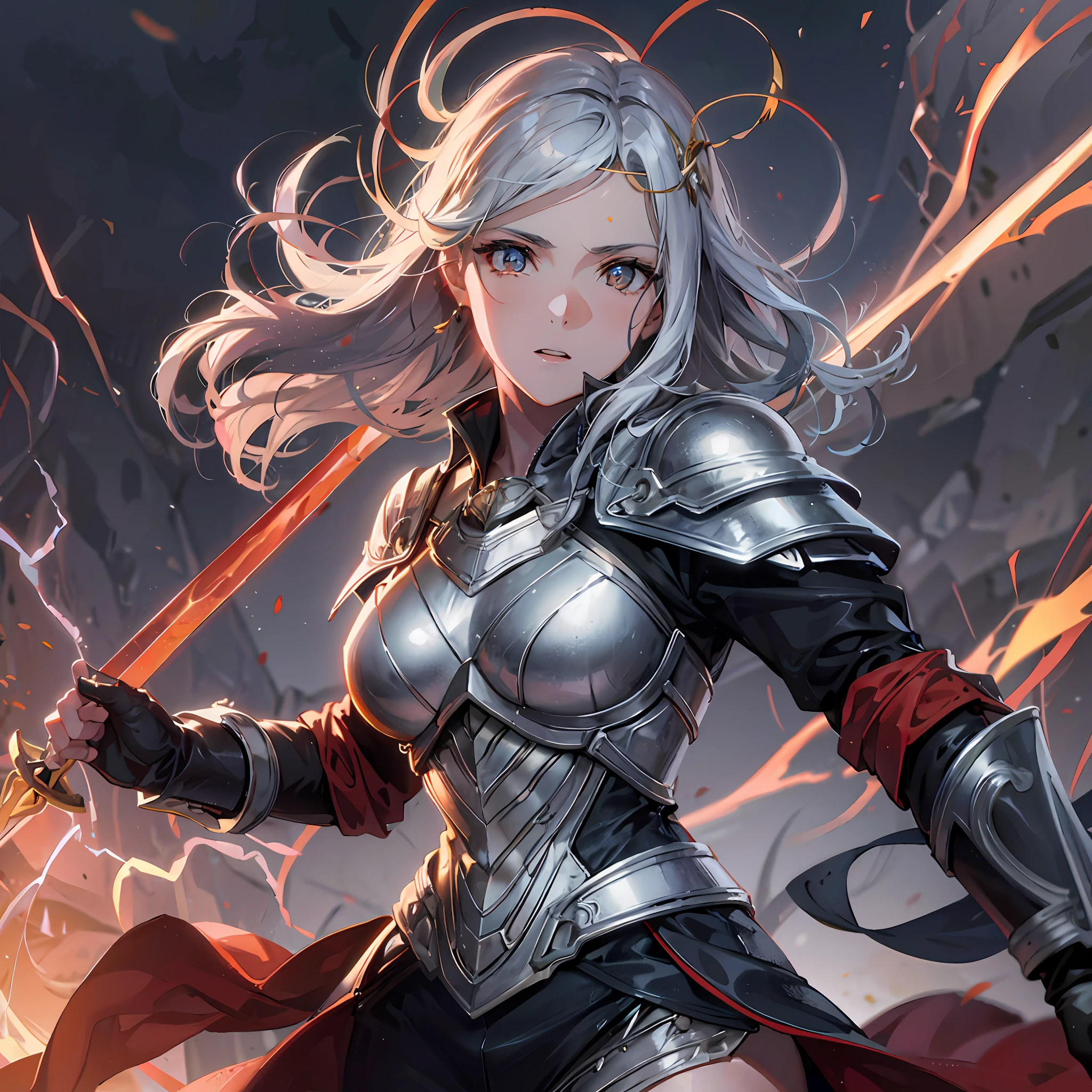 blazing orange left eyes gleaming yellow right eye a feather-like circlet