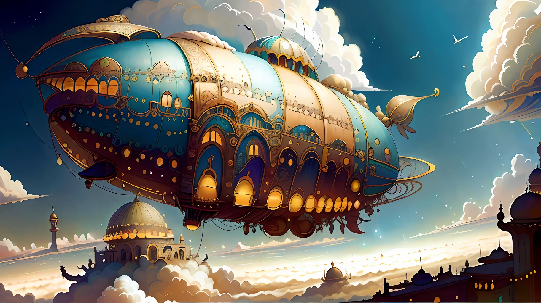 1001ArabianNights dirigible, clouds