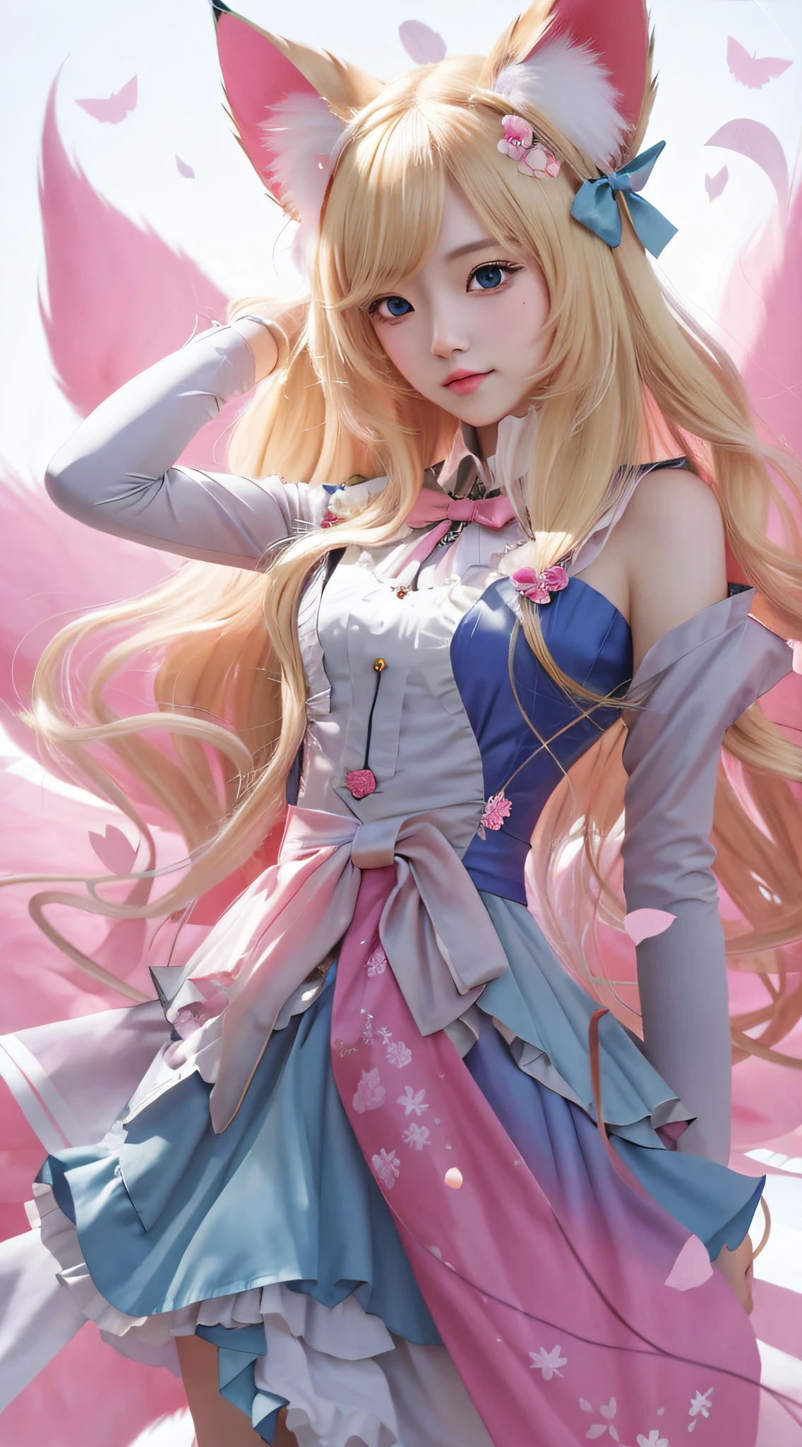 Anime girl with long blonde hair and cat ears in dress, feminine eyes, sexy, very detailed artistic germ,! dream art germ, style art germ, art germ style, art germ style, seraphim ahri kda, art jaguar in art station pixiv, art germ liu, ig model | art germ, art germ. High detail