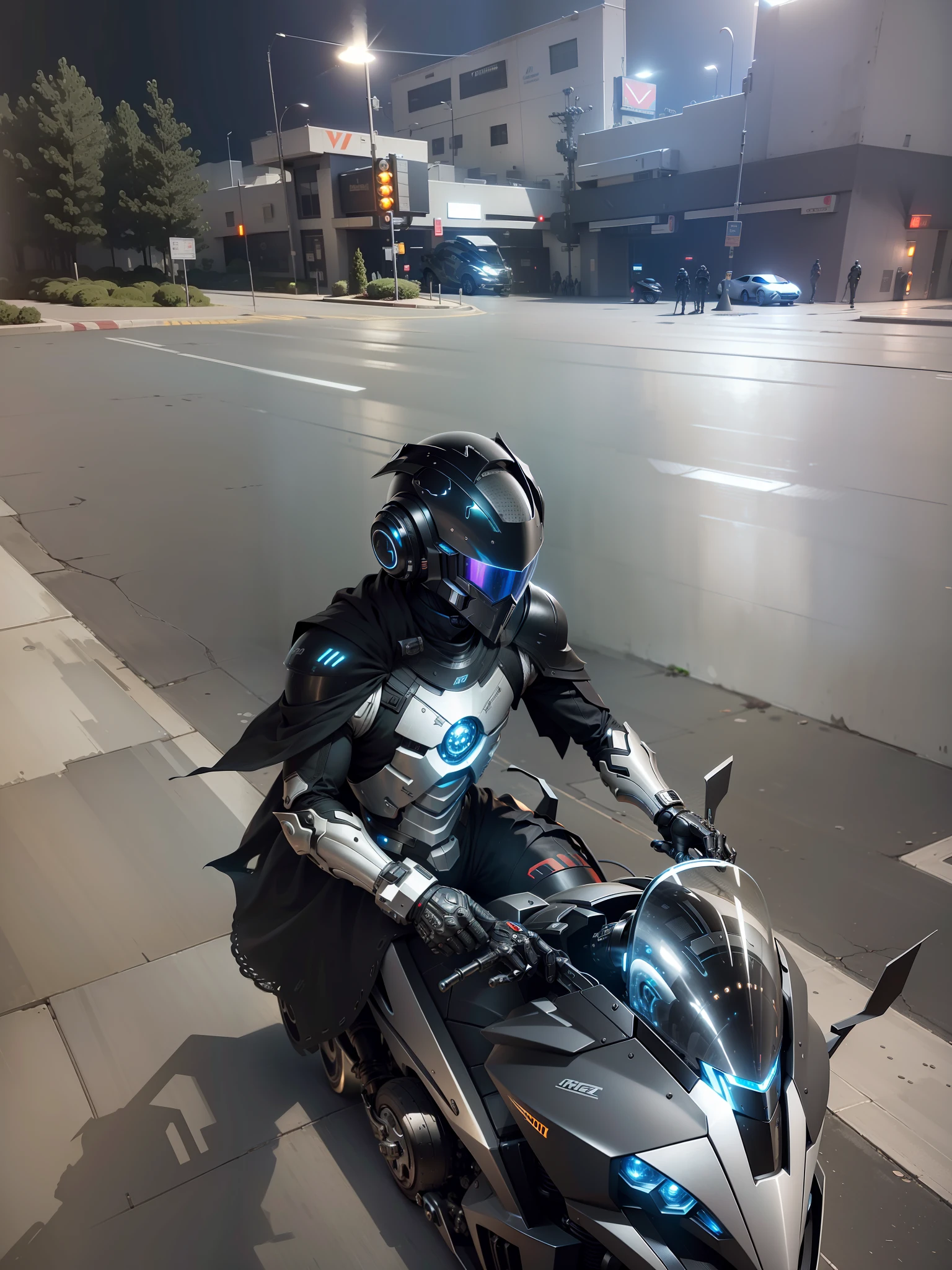 Cyber Knight Cyber Mechanical Motorcycle, Exquisite Black Tech Helmet, Nousr, Biomechanics, MSHN Robot Man, High Tech Helmet, Surreal, Steel, Intricate Design, Crazy Detail, Fine Detail, Extremely Clear Lines, Cinematic Lighting, Photo Realistic, Detailed Masterpiece