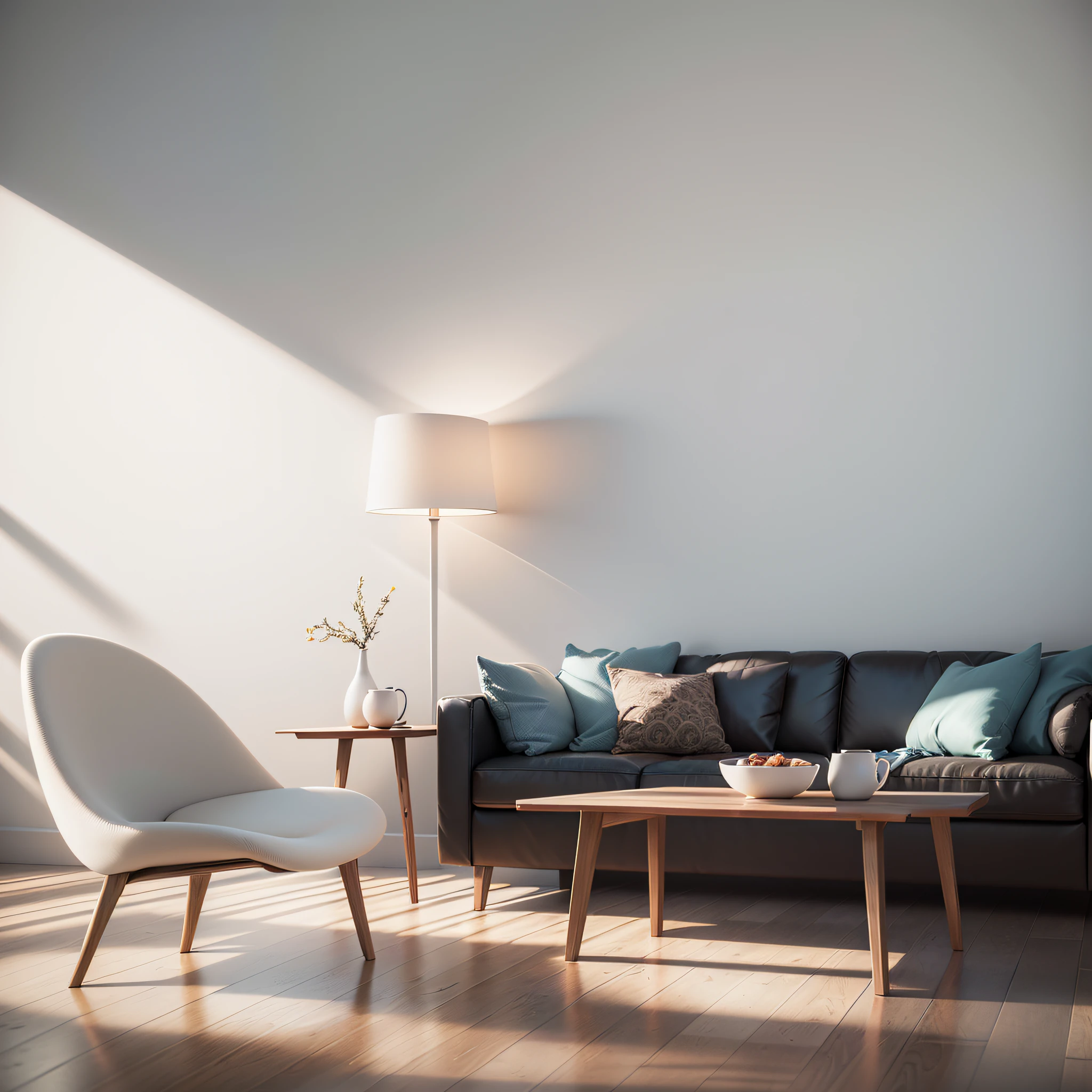 High resolution, masterpiece, photorealistic quality, 8K, ultra-detailed, interior renderings, (white background wall: 1.5), (empty wall for post-processing: 1.5), photoreal, soft light, edge light, ray tracing, global illumination, hyperrealism, realistic 3D, wide field of view --auto --s2