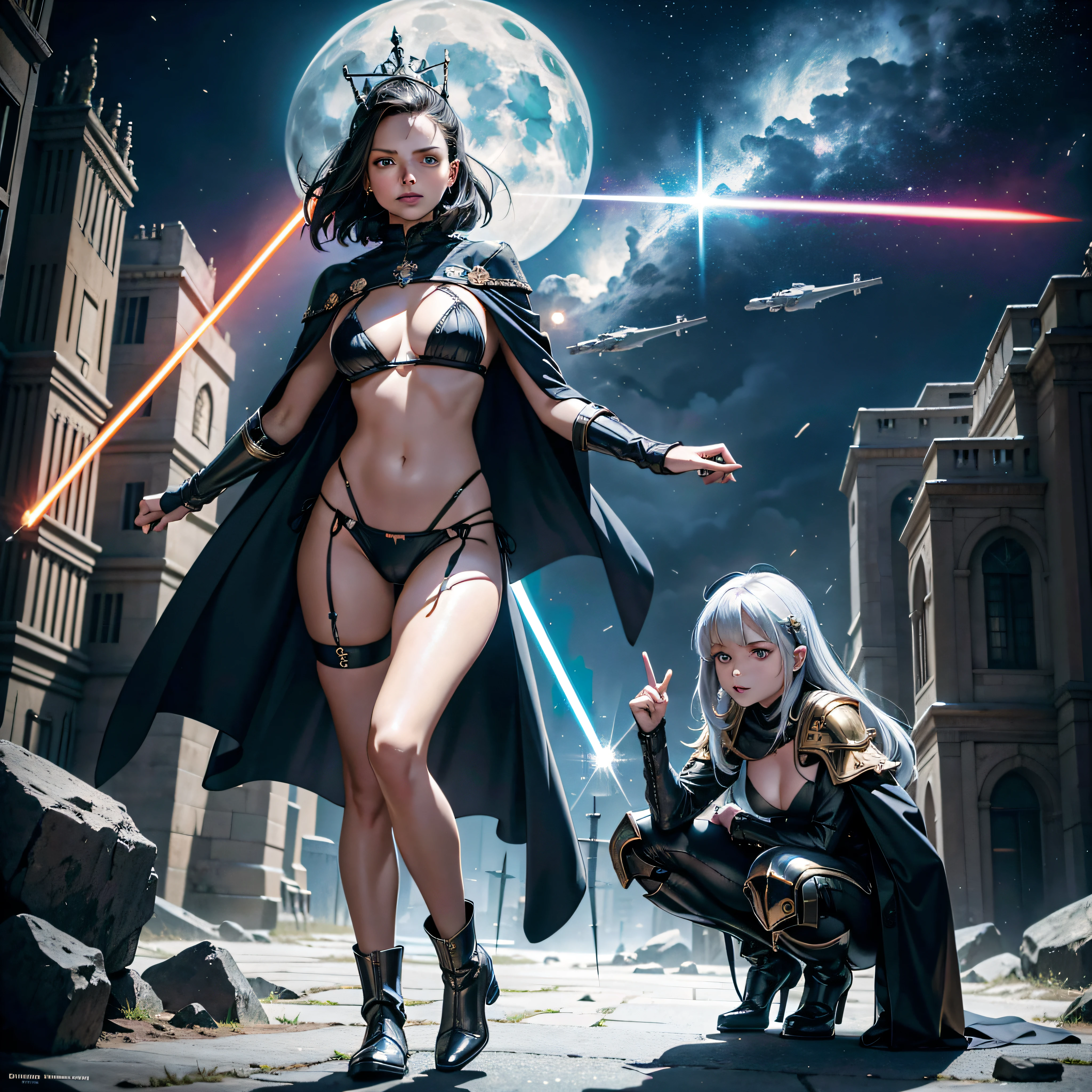 Lower:1.3 near:1.4 dazzling moon dark night "Xwing Star-Wars BattleShip Queen 6PO" Futuristic Scene "Heavy Metal" Diplomatic conceptual glamorous females pure symmetrical oily athletes 38years aesthetic key slow walking playing Cosplay "Princess Laia:1.4" "Daisy Ridley:1.3" "Nathalie Portman":1.4 Baroque body faces cheekbones effects glow sad:1.4 embarrassed max saturated:1.4 lazuli-goute-entre beautiful:1.4 eyes:1.4 opals black pupils turquoise irises sapphires mouth open teeth obvious smiles hairstyles ecstatic fringes:1.4 clavicles jacket jacket floating jacket fixed shoulders:open cape levitating shirt jaket white papillotes lace arm hand + thumb-4finger-5nail corsait gothic navy thick leathers bikini supports various breasts pointed:1.4 satin skirt:1.4 matching bristles wide spinels navel:1.4 waist chastity belt:1.4 silver adorned padlock Gold lock garters scarlet pubis-hairy obvious indigo underwear thighs legs bulky stainless steel boots gothic ornate onyx ruby invokes delicate Toys CGSCOSITY robots sunLight luminescence ultra pro-photorealistic optimal qualities precise details:1.4 DSLR max resolution colors-coded perfection improved graduated Octane rendered UHD XT3 16K DSLR HDR UnrealEngine5 real shadows 3dcg analog sharpness:1.1 (EOS R6 135mm 1/1250s f/2.8 ISO400) C3PO fullbodye "Darth Vader" Mechanized adaptable gadjet Carbonites rune mannequins "Bruce Weber" girls raw supports fully dressed in armor chrome Mandalorian heavy metallized covered flat brass fathoms richly decorated brass:1.2 Pearl ornate embroidered glyphs lava weapon plasma Tourmaline silver engravings lava incandescent space DeathStar xwing-fire-shoot-laser depths:1.3 ultra background:1.3 equirectangular 360 [(masterpiece:1.3) (Willi Baumeister:1.1) (John T. Biggers:1.2)::17 DoF Alessandro Casagrande, Greg Rutkowski, Sally Mann, Guweiz and James Jean, tattoo Michelangelo nsfw etc.