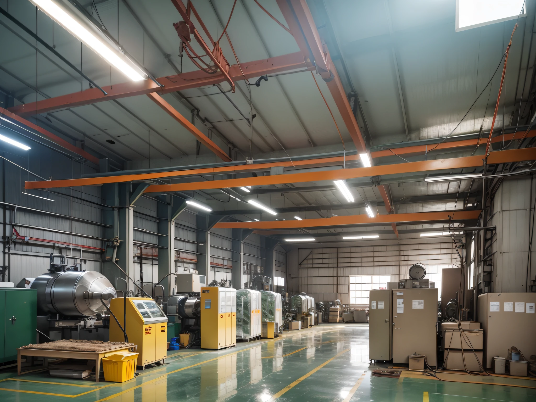 Plastic film factory workshop, there are many equipment, workshop close-up, plastic film, workshop environment --auto --s2